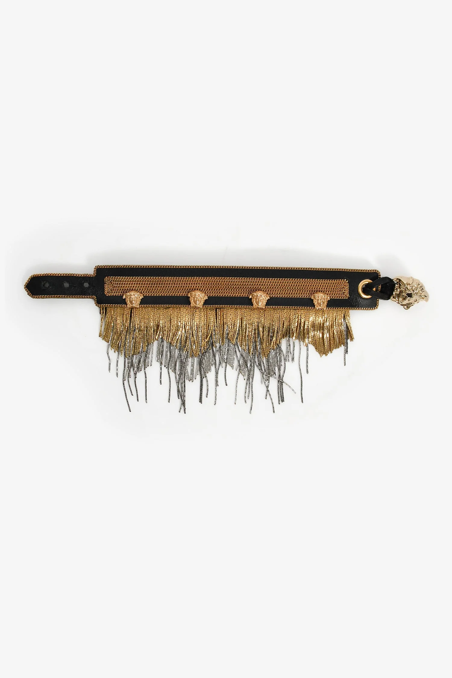 Versace Black/Gold Toned Metal Fringe Choker + Bracelet Set - Image 6