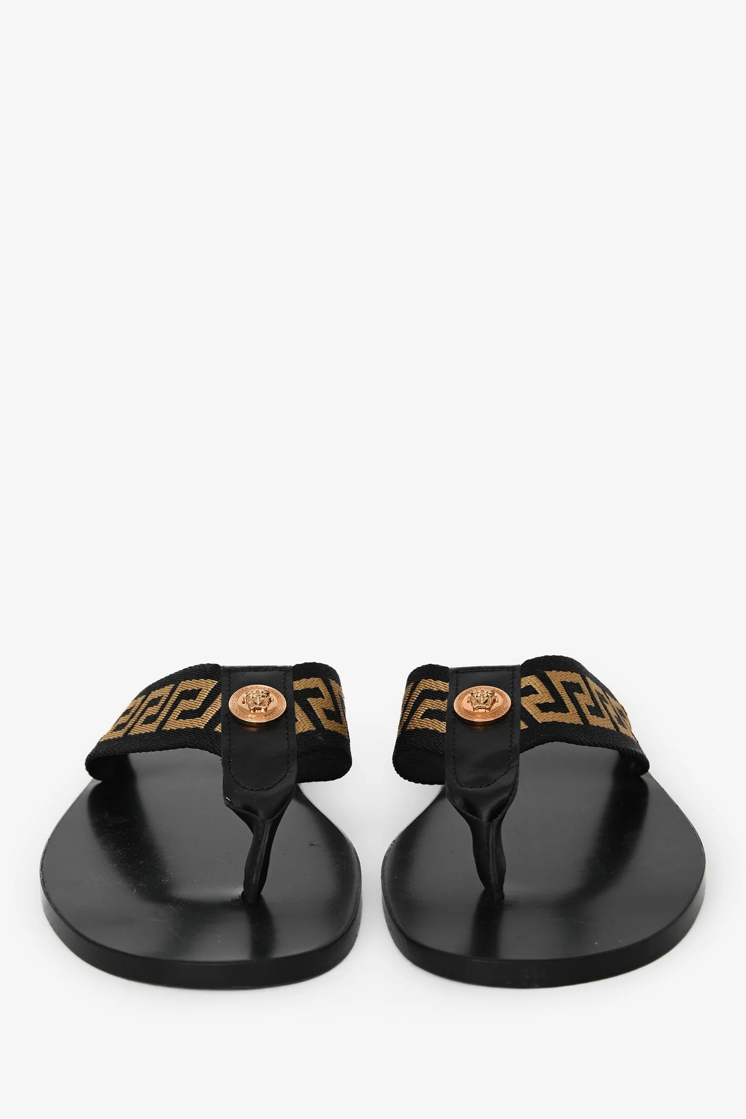 Versace Black Greca Thong Sandals Size 44 - Image 3