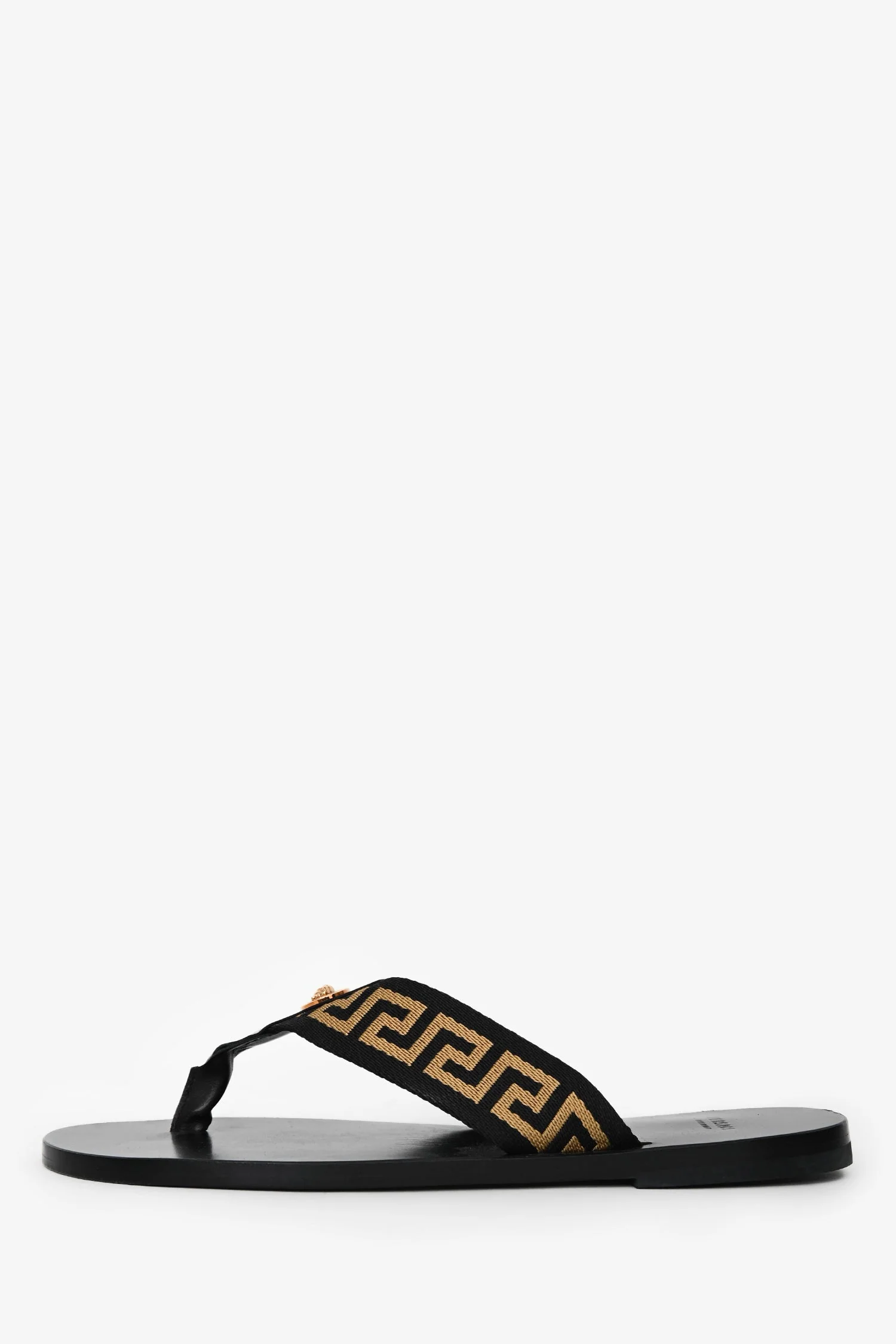 Versace Black Greca Thong Sandals Size 44 - Image 5