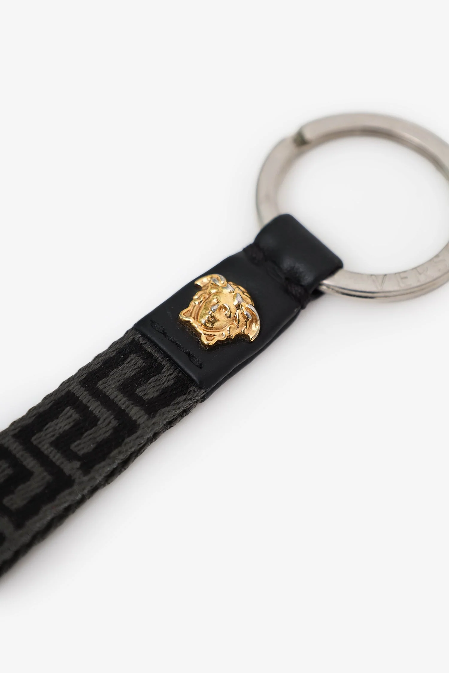 Versace Black/Grey 'Greca' Keychain - Image 2