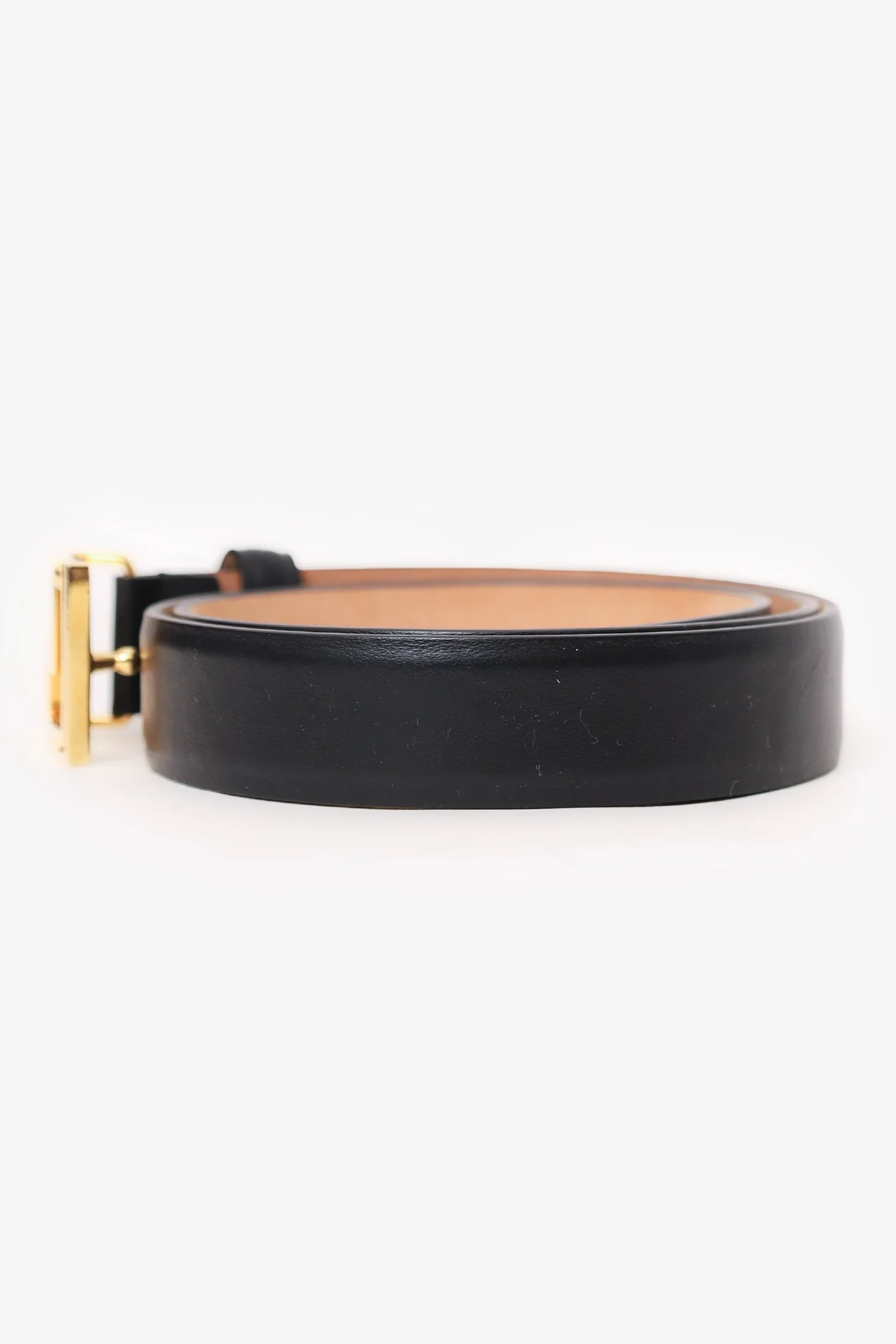 Versace Black Leather Buckle Thin Belt - Image 2