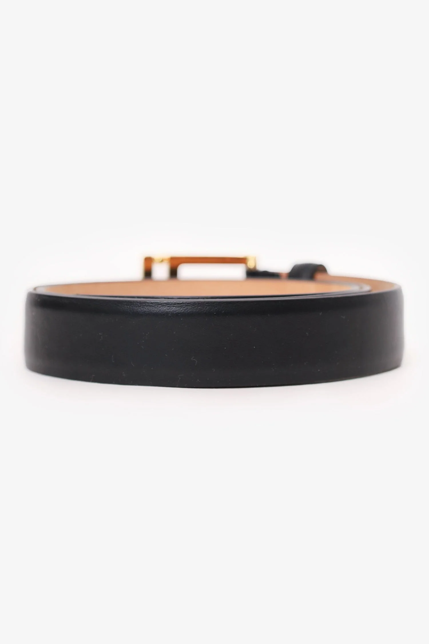 Versace Black Leather Buckle Thin Belt - Image 3