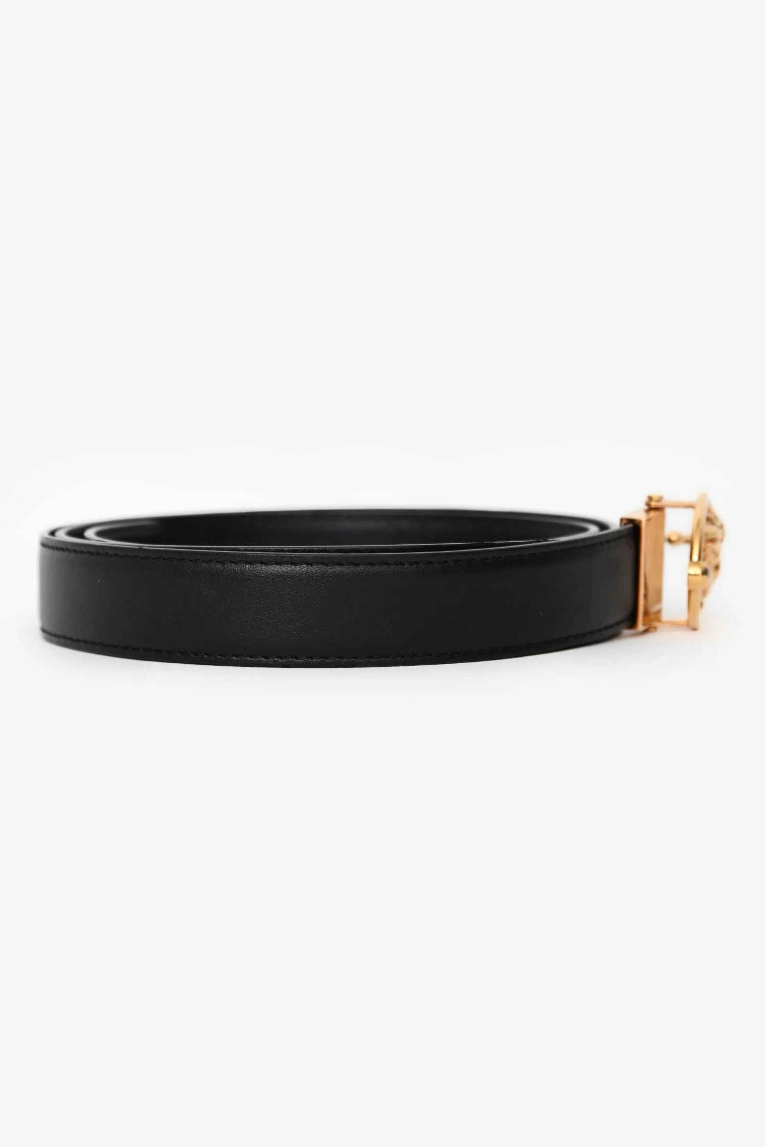 Versace Black Leather La Medusa Belt Size 95 - Image 2