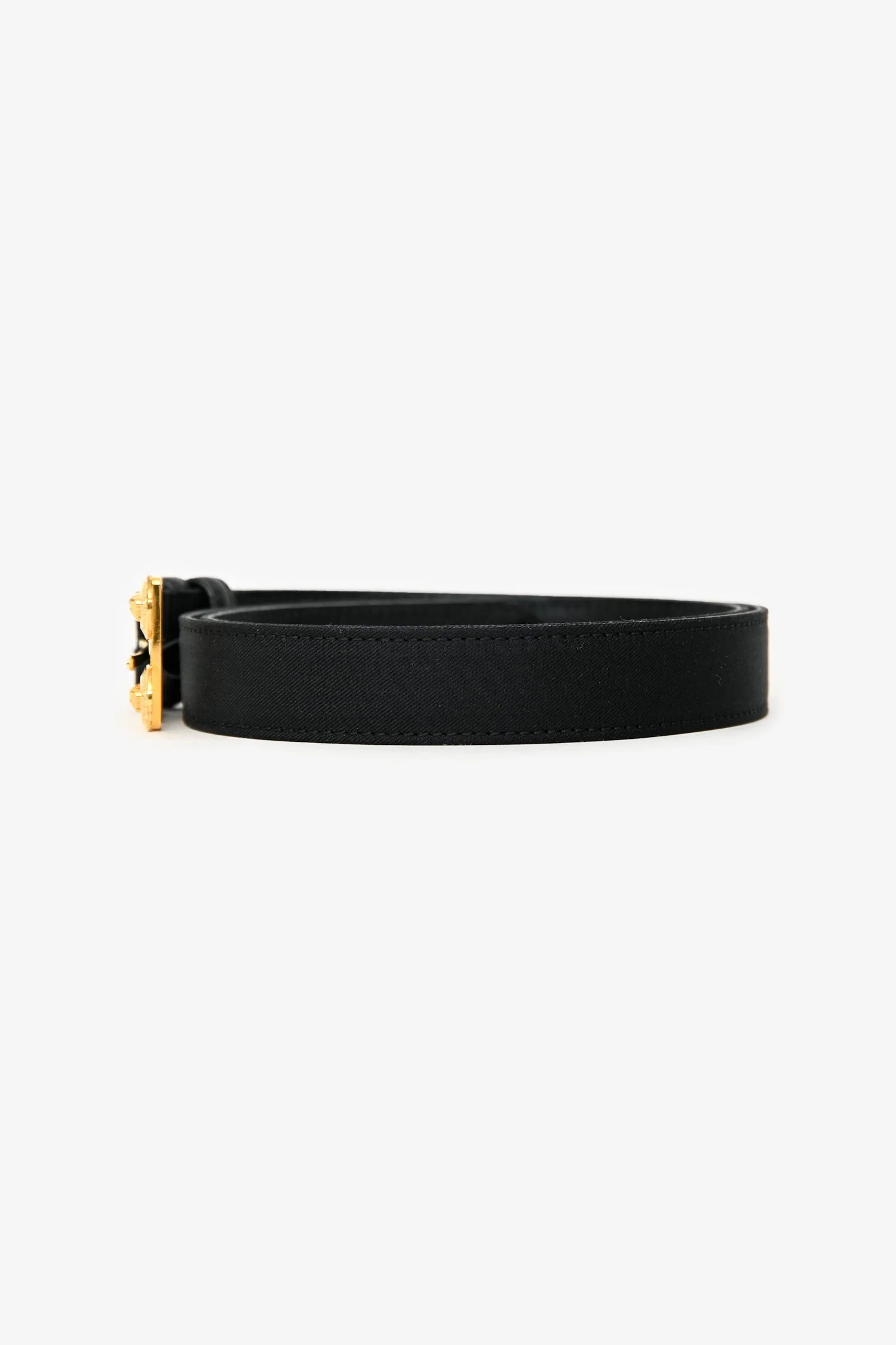 Versace Black Leather Medusa Embellished Buckle Belt Size 44 - Image 4