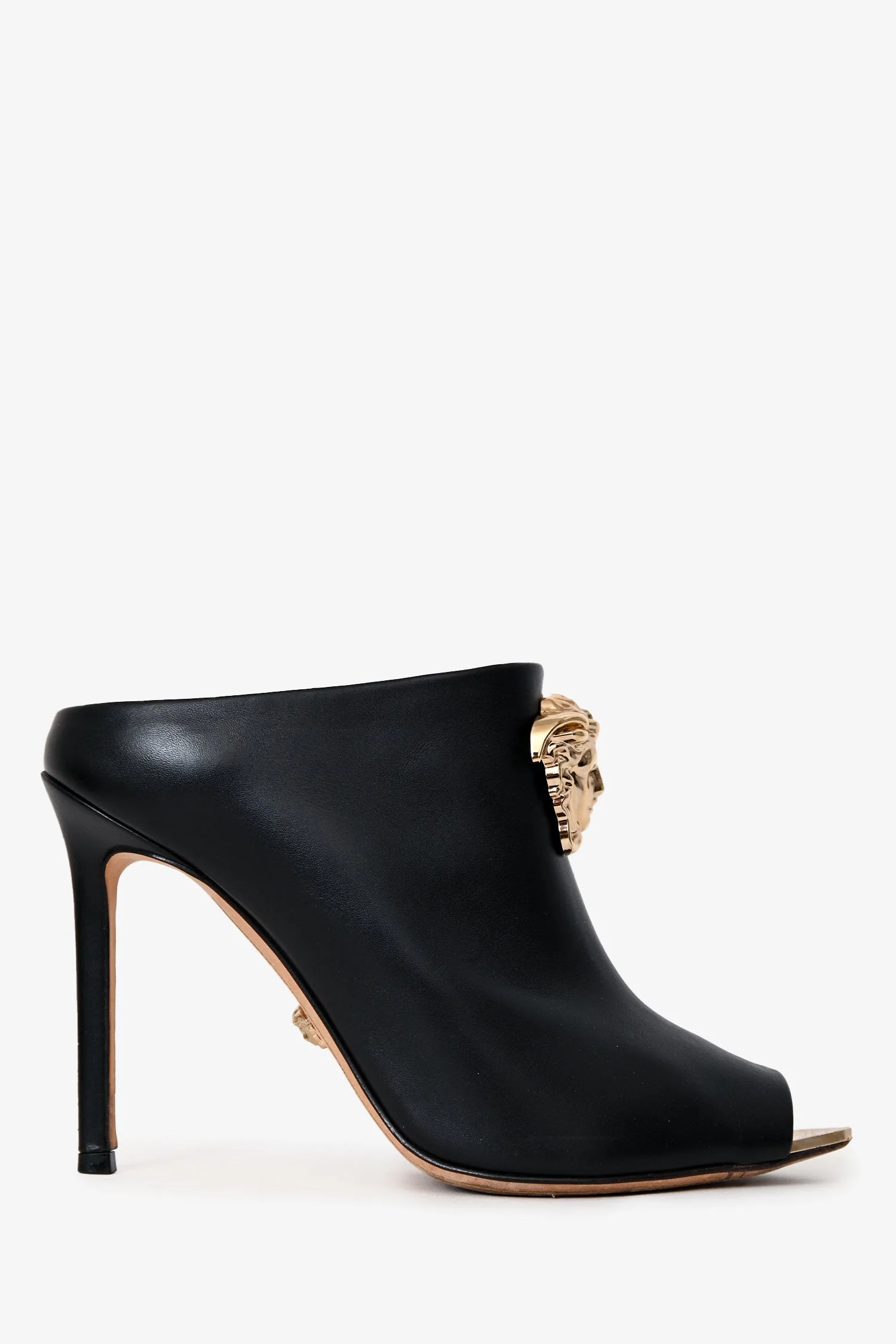 Versace Black Leather Medusa Mules Size 36