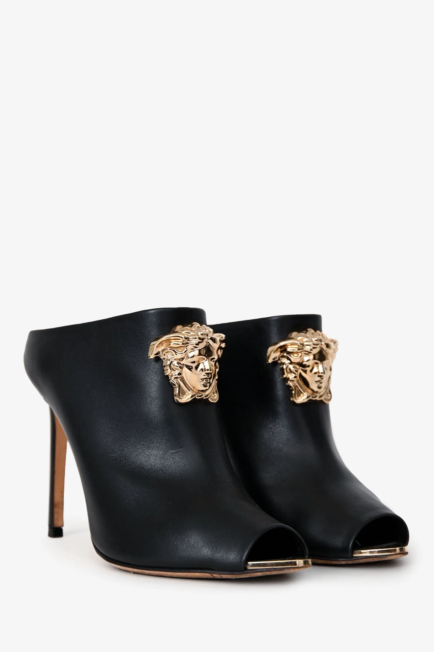 Versace Black Leather Medusa Mules Size 36 - Image 2