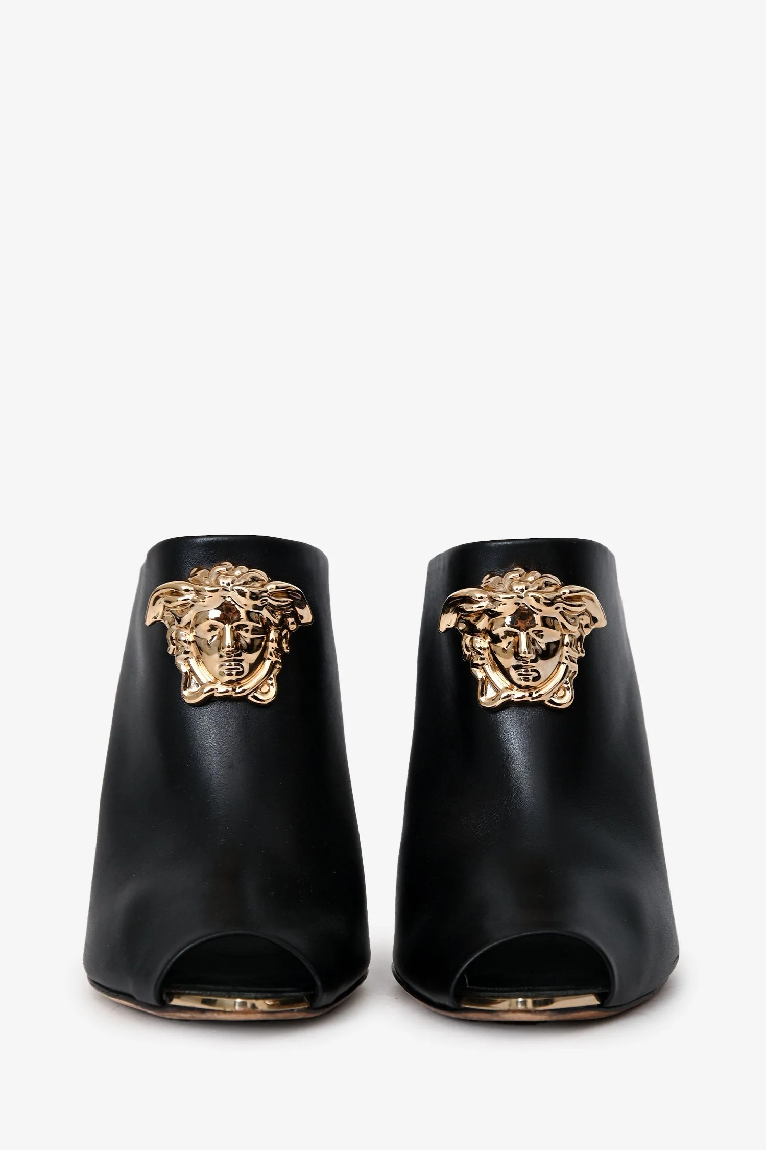 Versace Black Leather Medusa Mules Size 36 - Image 3