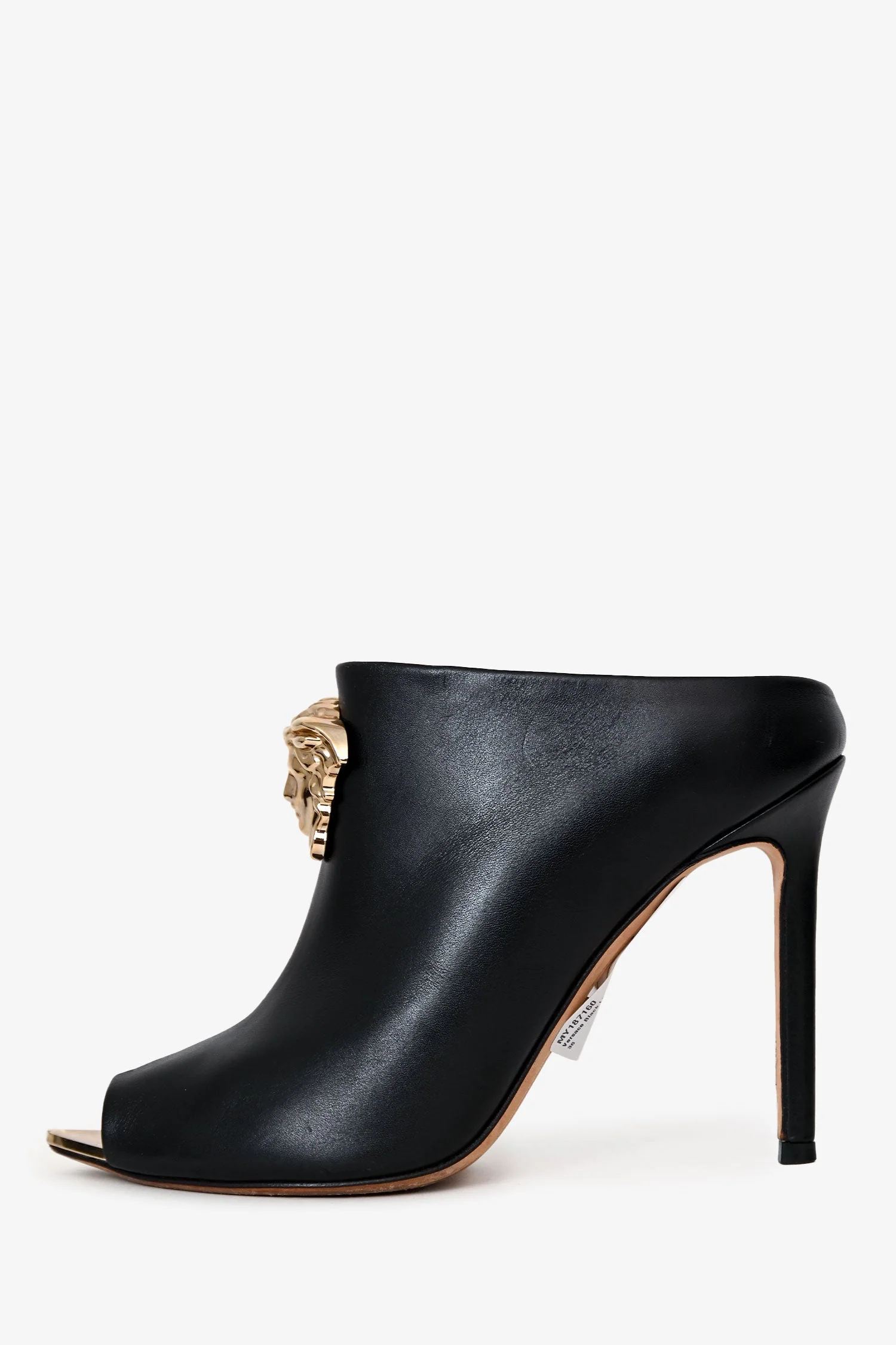 Versace Black Leather Medusa Mules Size 36 - Image 4