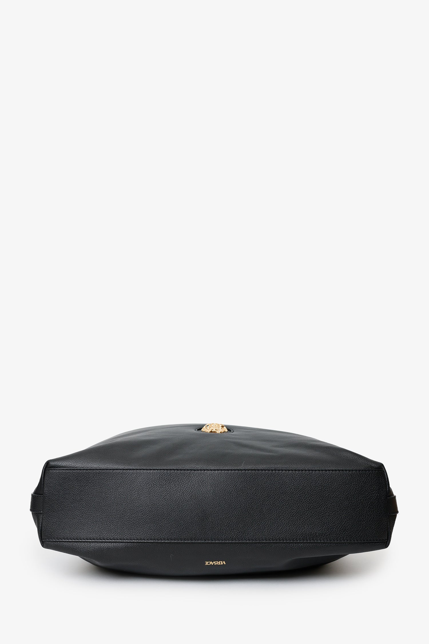 Versace Black Leather Pebbled Leather Medusa Large Hobo Shoulder Bag - Image 5