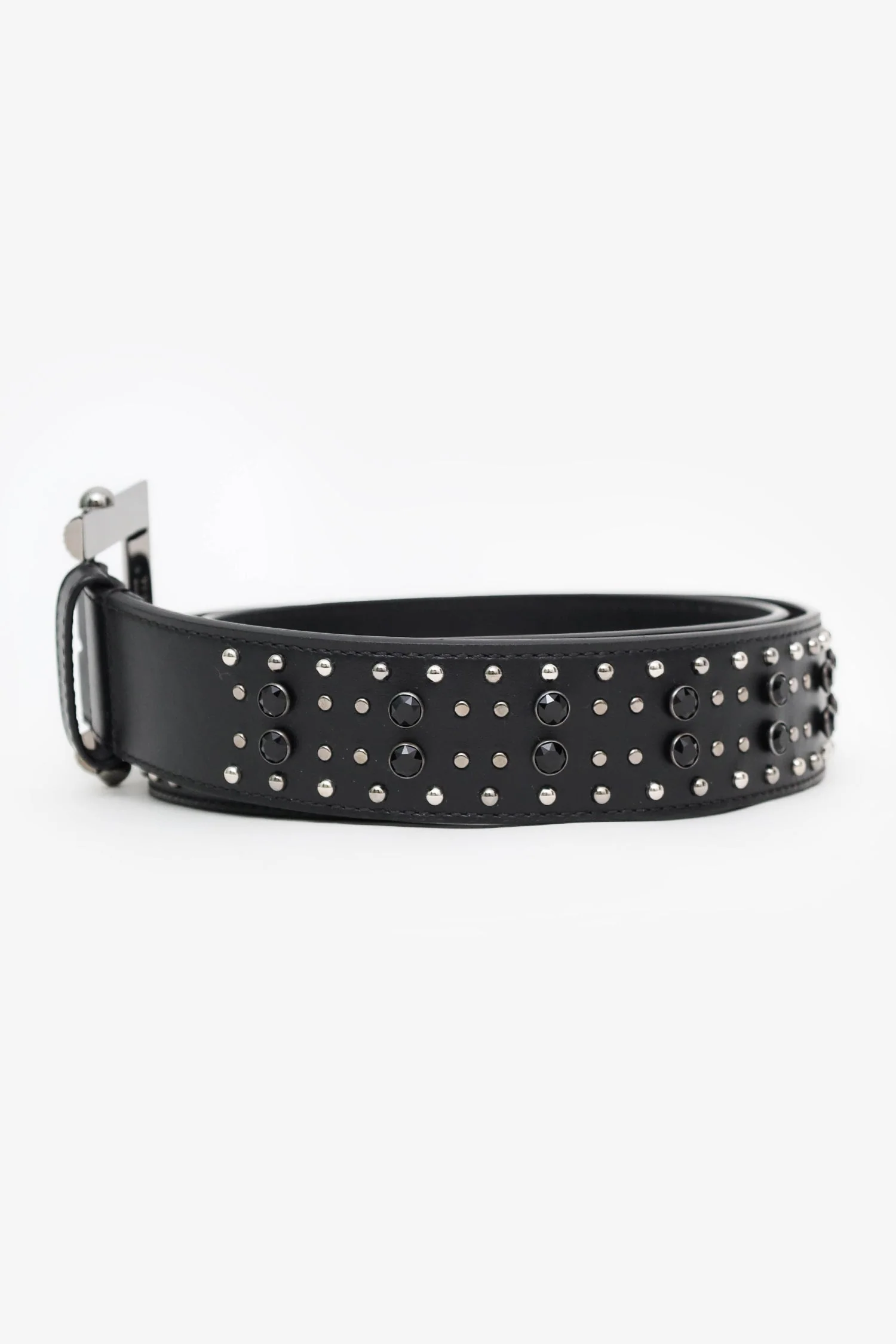 Versace Black Leather Studded Belt Size 39 - Image 2