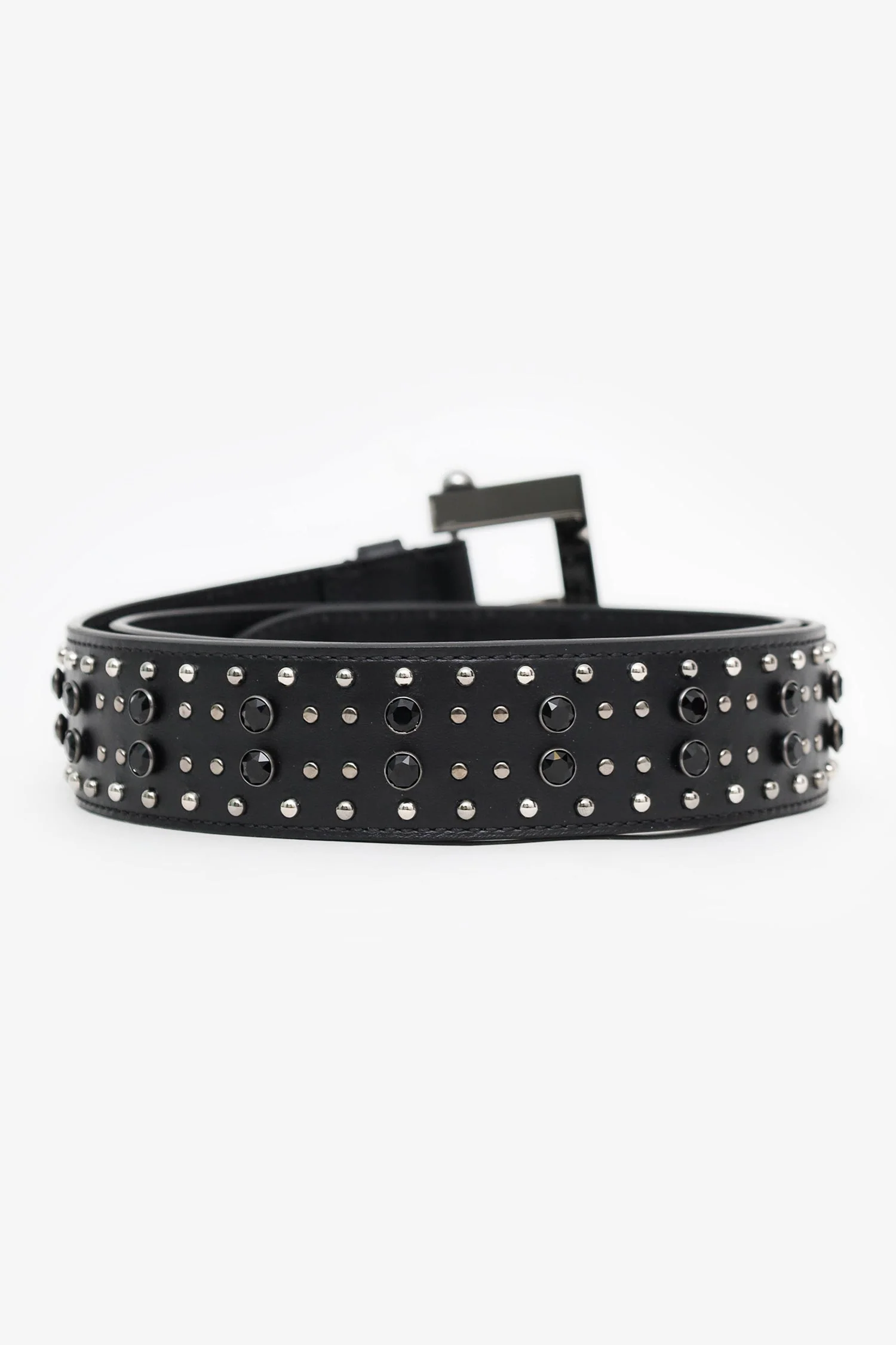 Versace Black Leather Studded Belt Size 39 - Image 3