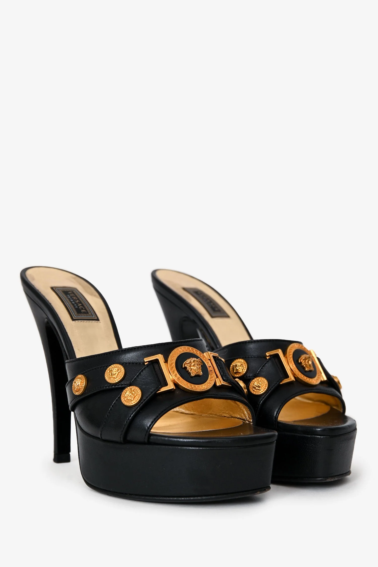 Versace Black Medusa Studded Mules Size 36.5 - Image 2