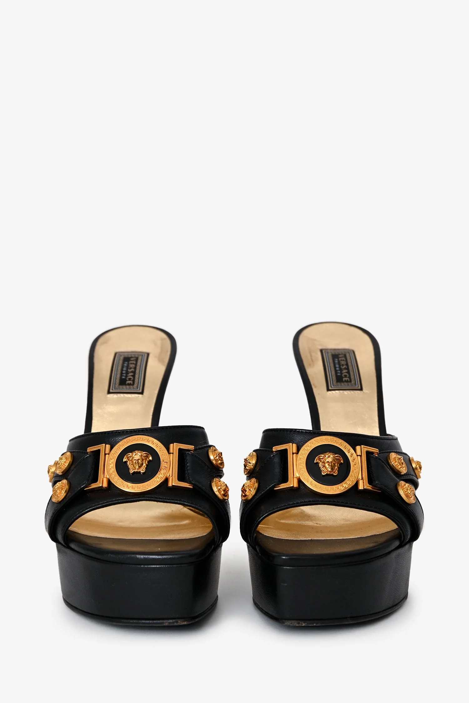 Versace Black Medusa Studded Mules Size 36.5 - Image 3