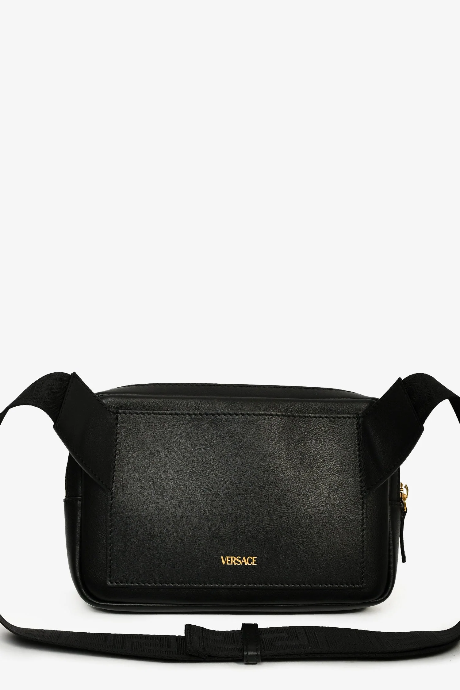 Versace Black/Yellow Leather Belt Bag - Image 2