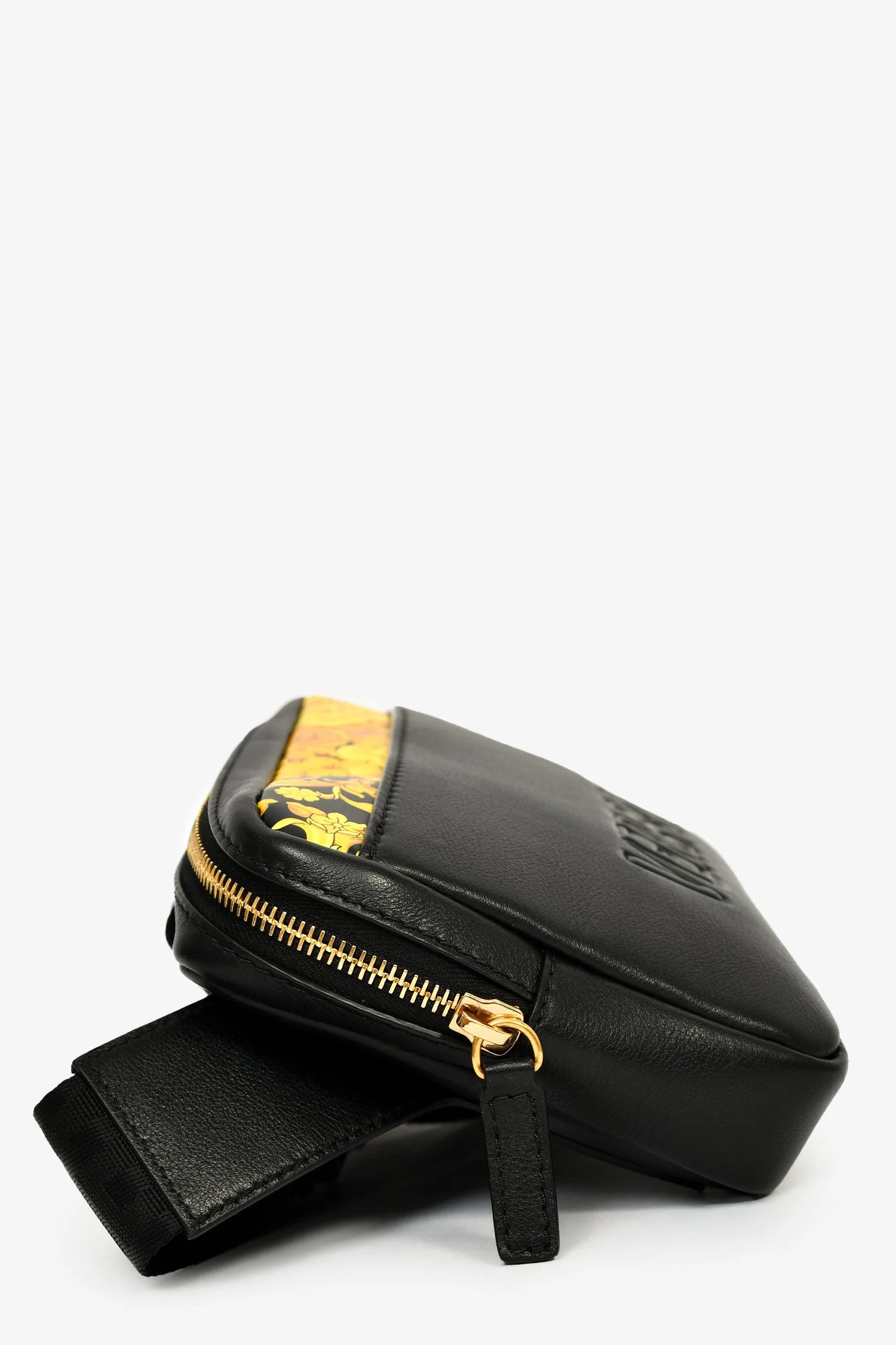 Versace Black/Yellow Leather Belt Bag - Image 3