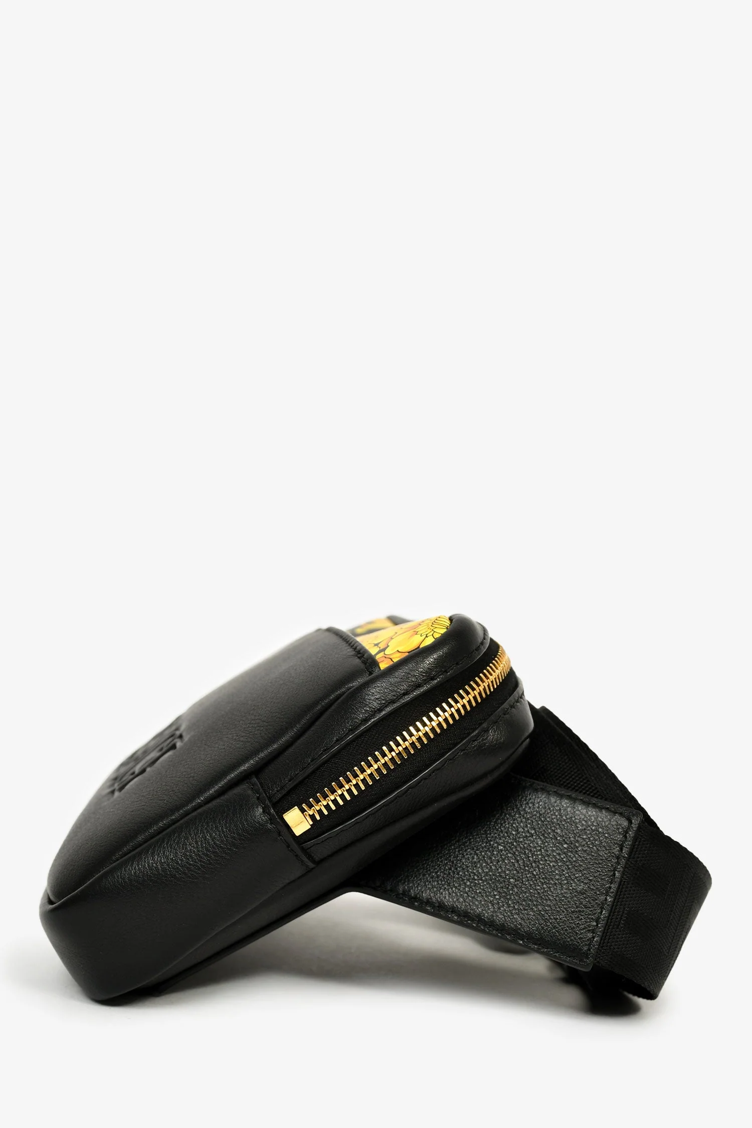 Versace Black/Yellow Leather Belt Bag - Image 4