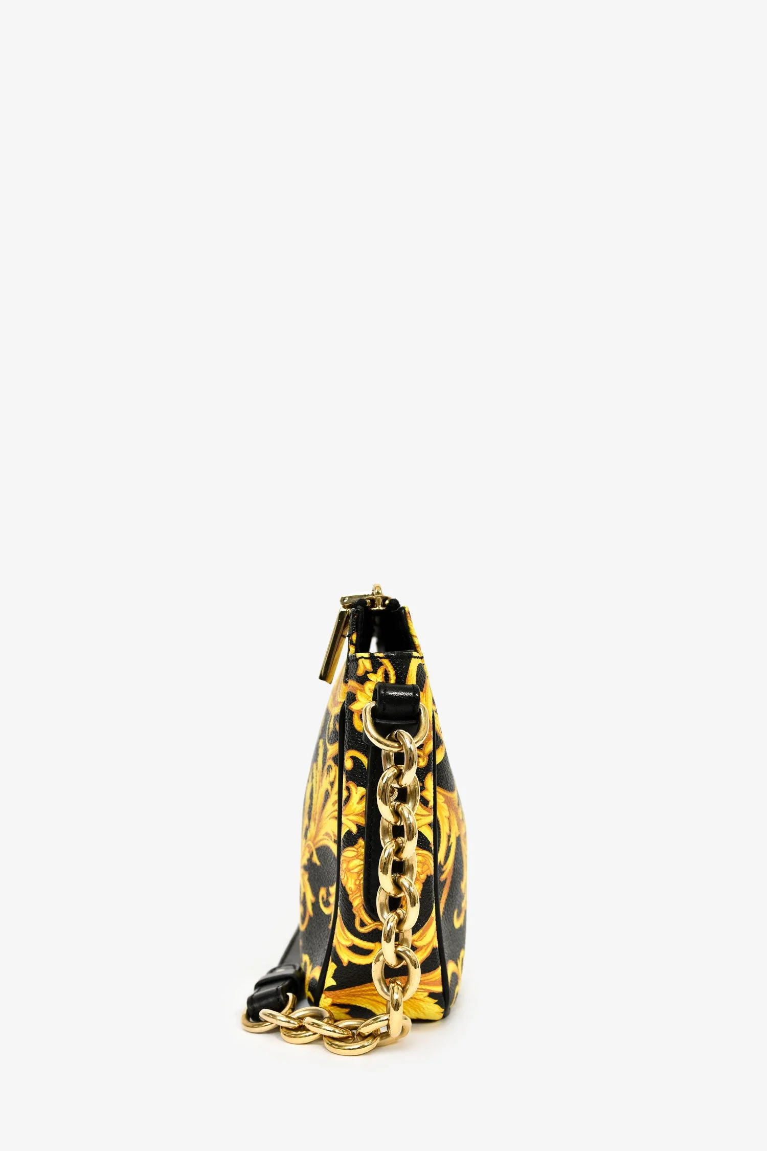 Versace Black/Yellow Leather Medusa Patterned Shoulder Bag - Image 3