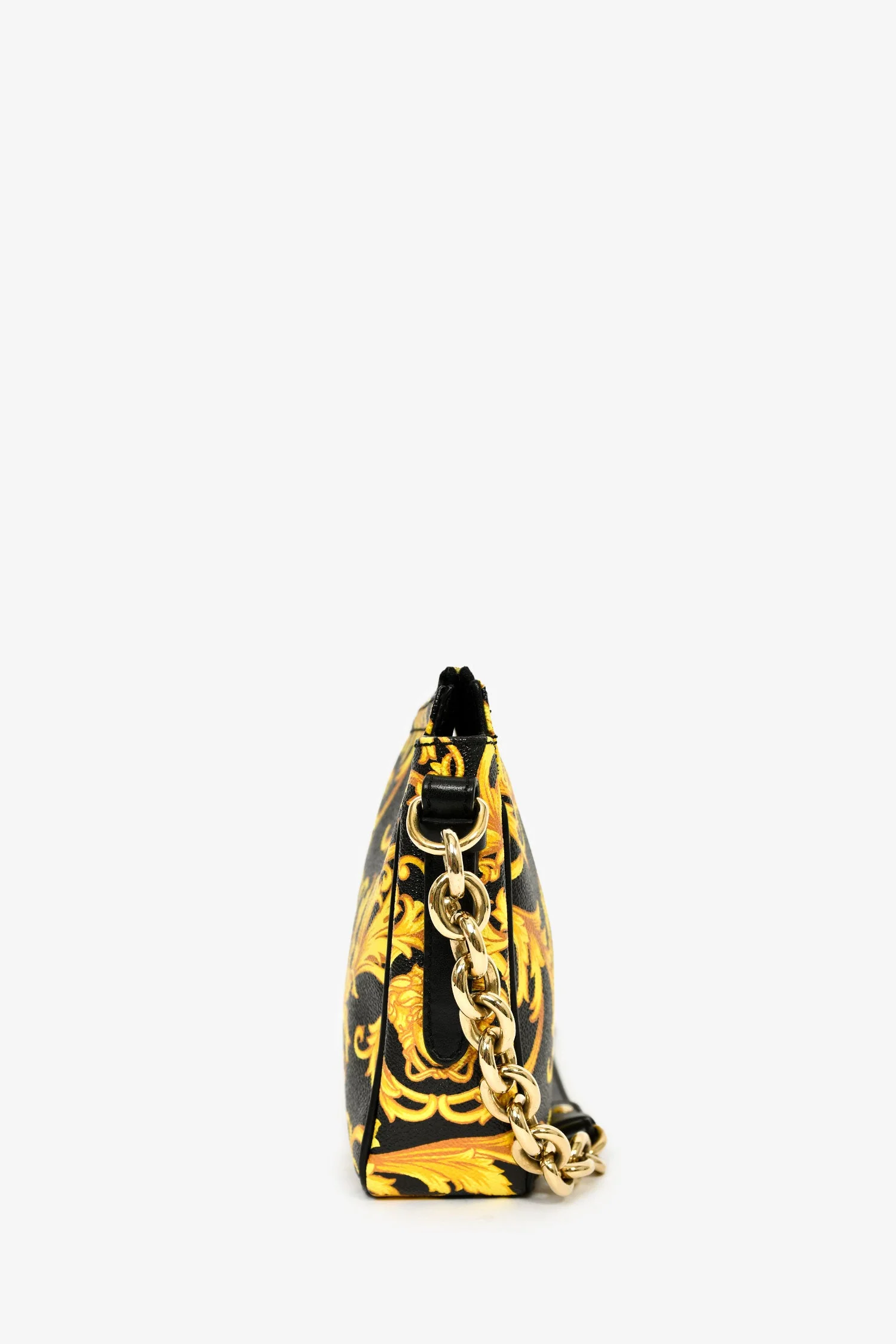 Versace Black/Yellow Leather Medusa Patterned Shoulder Bag - Image 4