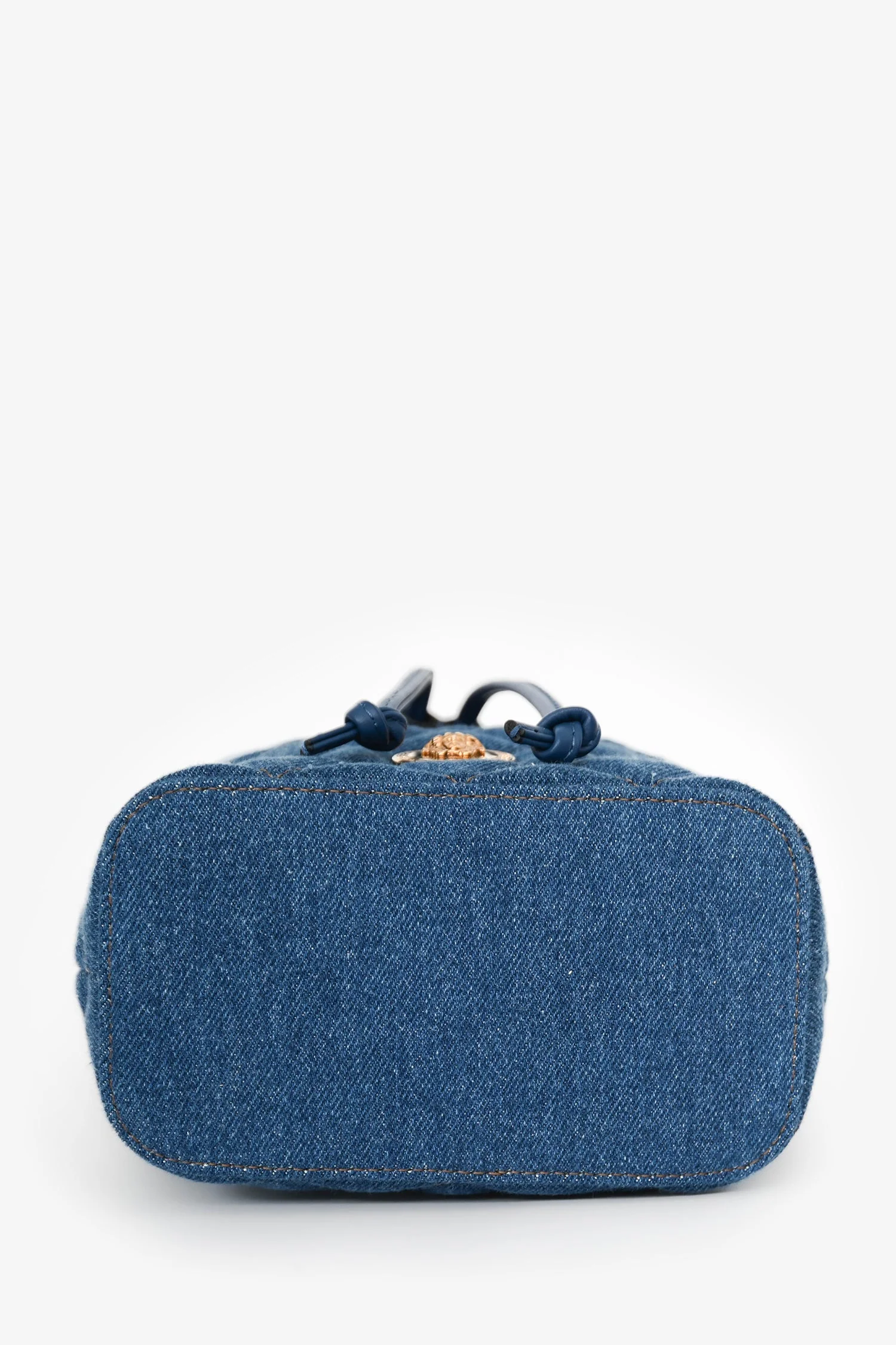 Versace Blue Denim Quilted Bucket Bag - Image 5