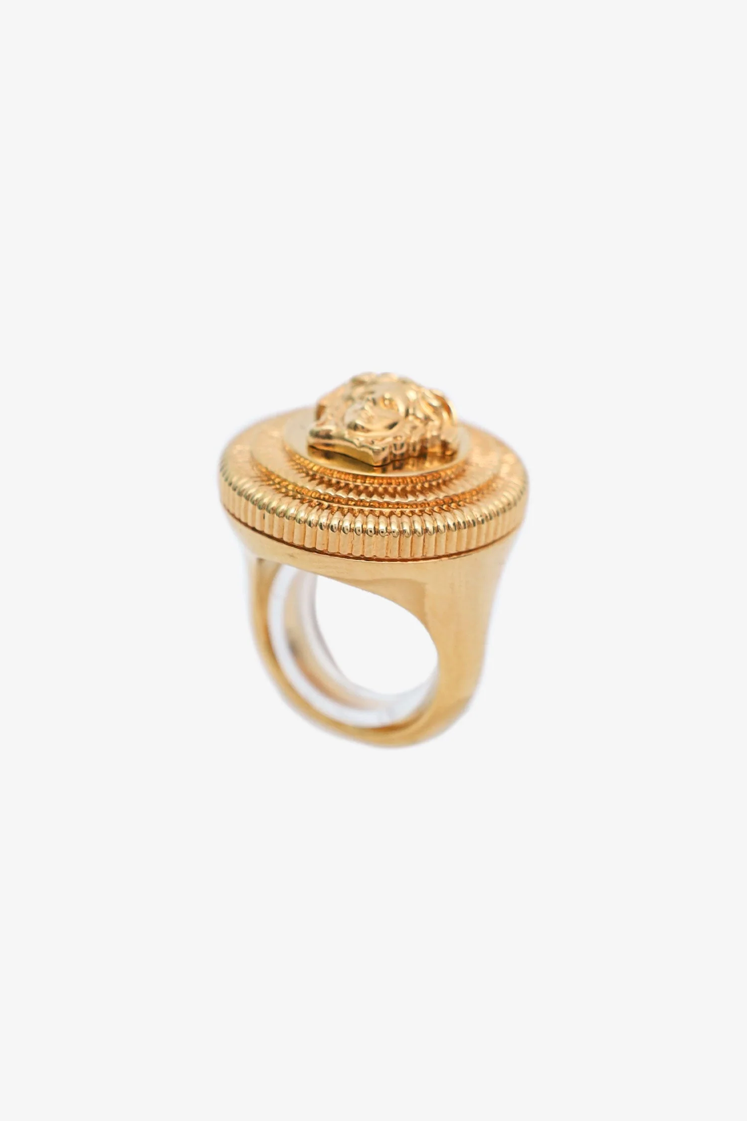Versace Gold Tone Medusa Signet Ring - Image 2