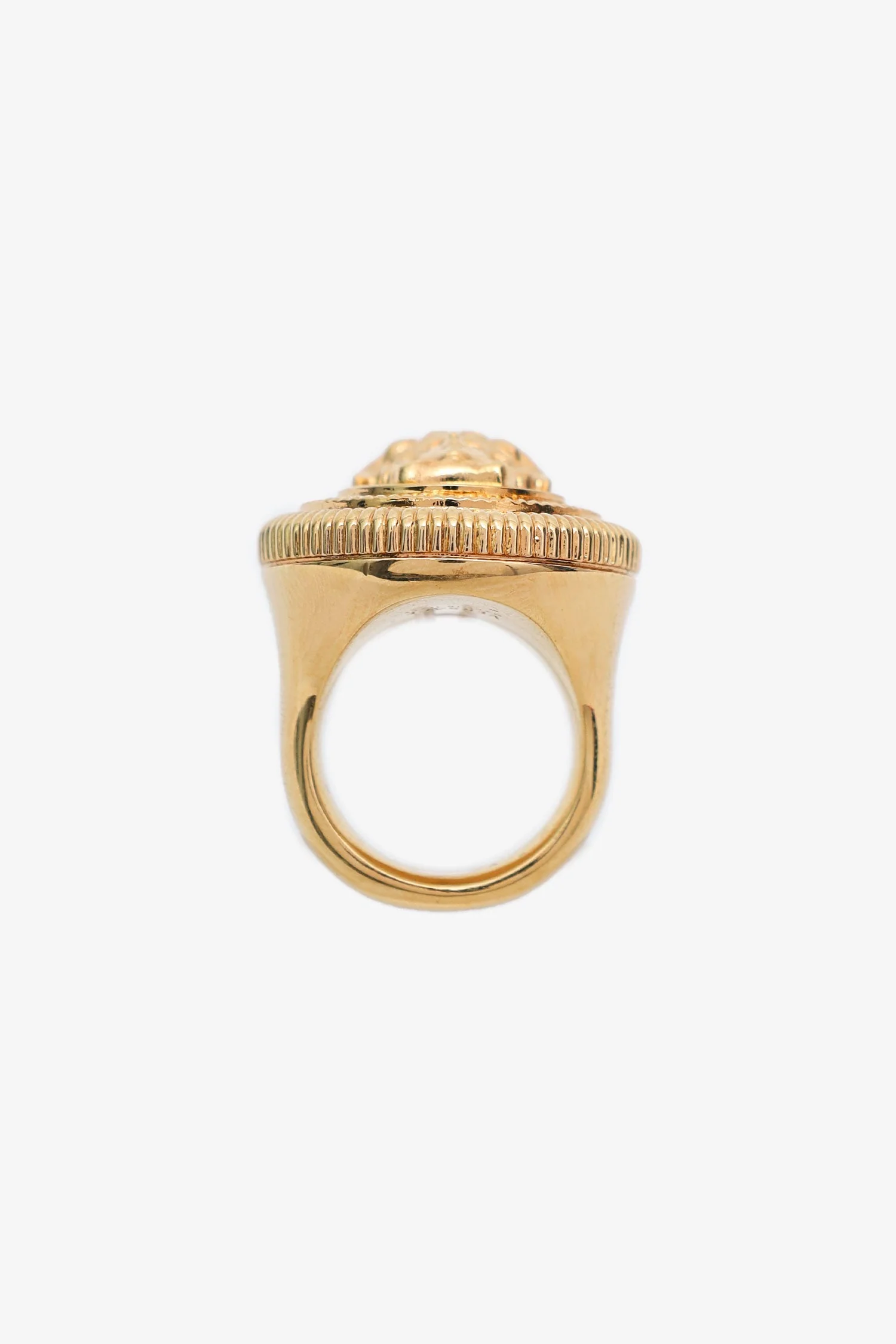 Versace Gold Tone Medusa Signet Ring - Image 3