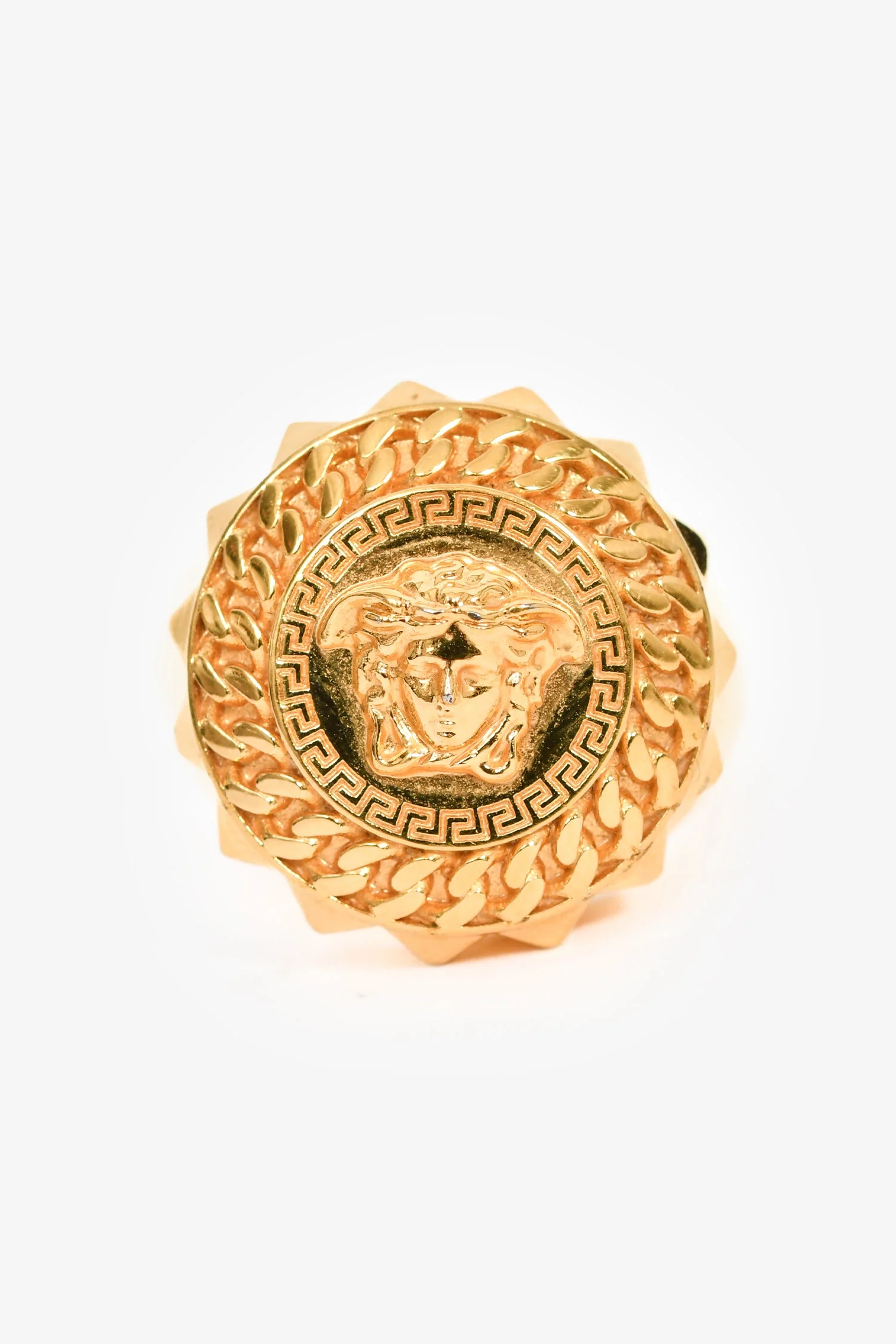 Versace Gold Tone Medusa Signet Ring Size 25 - Image 2