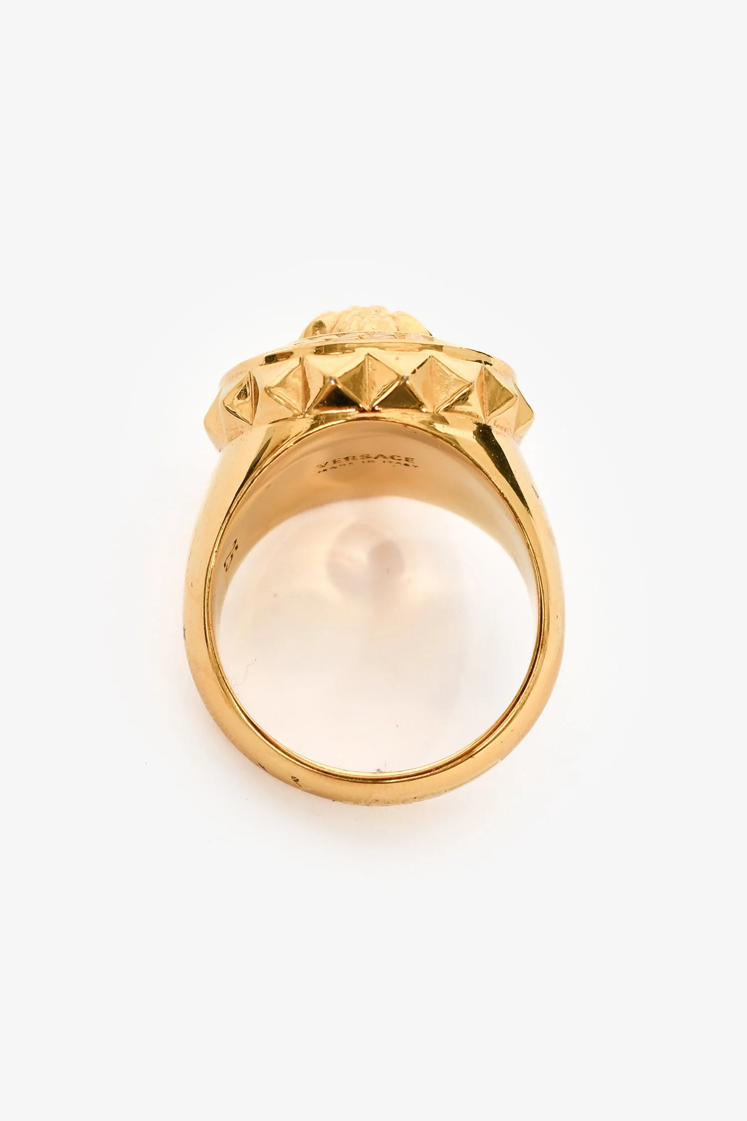 Versace Gold Tone Medusa Signet Ring Size 25 - Image 3