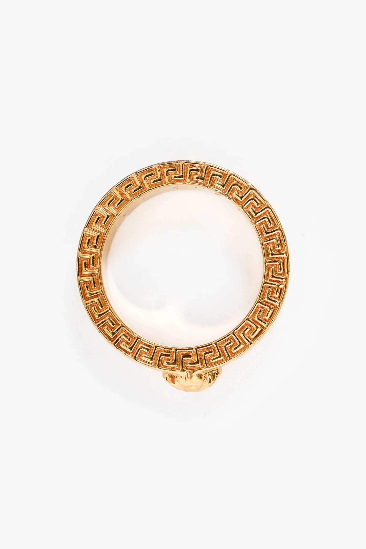 Versace Gold Toned Medusa Chain Band Ring Size 17 - Image 3
