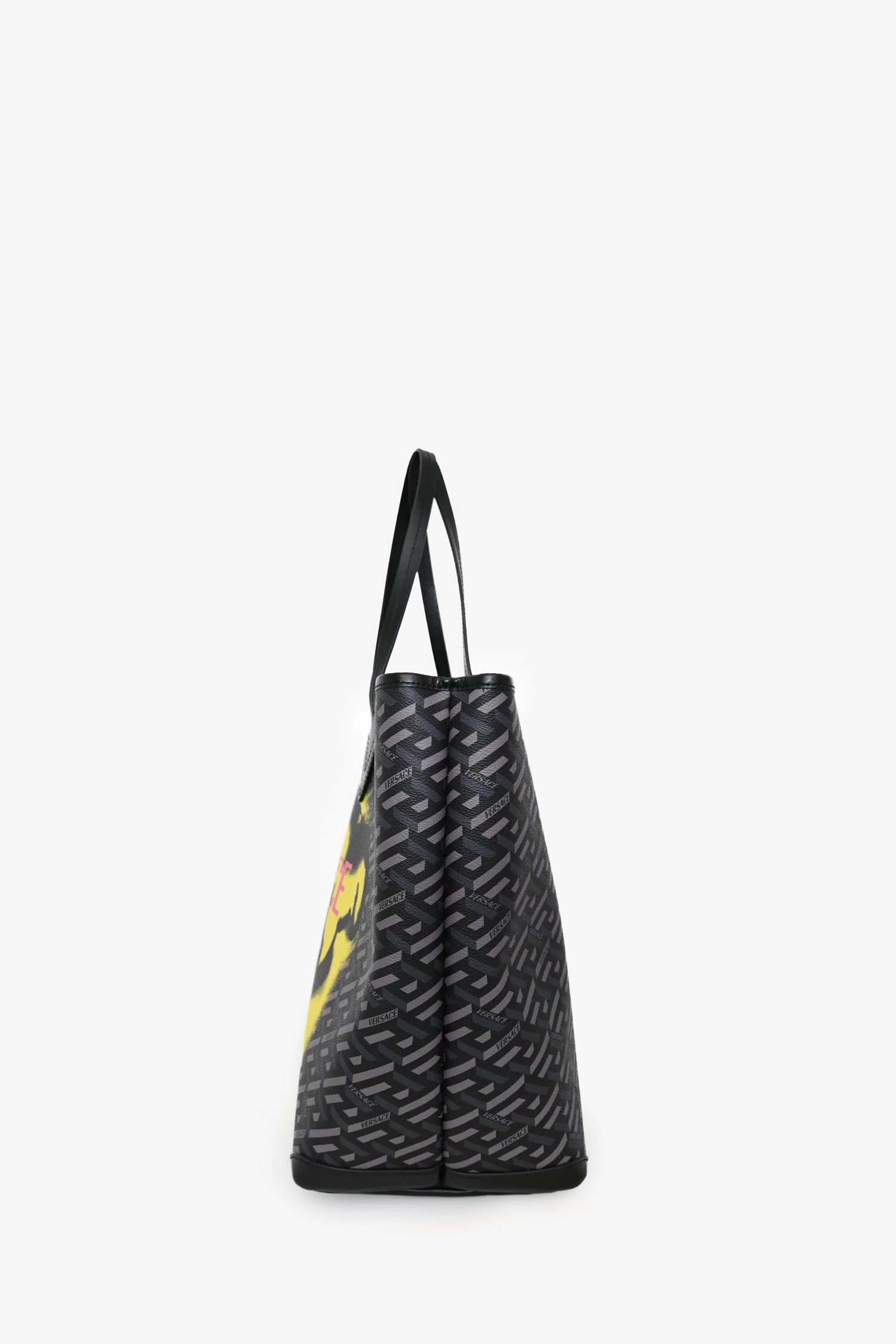 Versace Grey La Greca Canvas Smiley Medusa Tote Bag with Pouch - Image 3