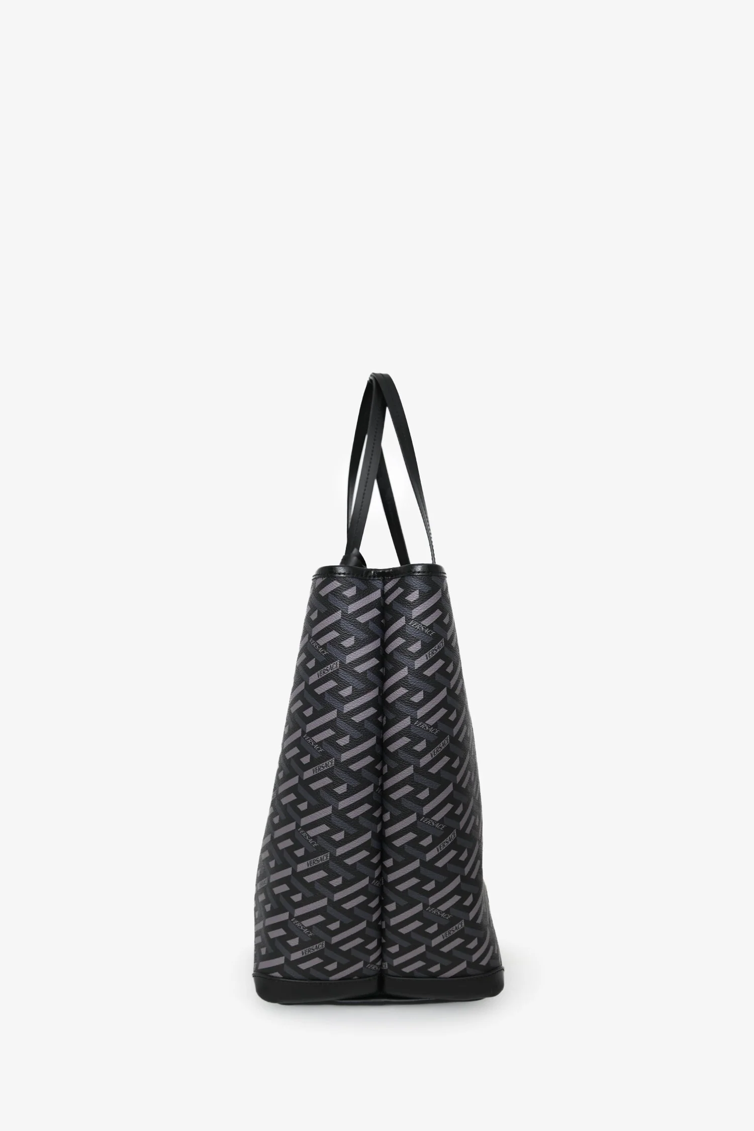 Versace Grey La Greca Canvas Smiley Medusa Tote Bag with Pouch - Image 4