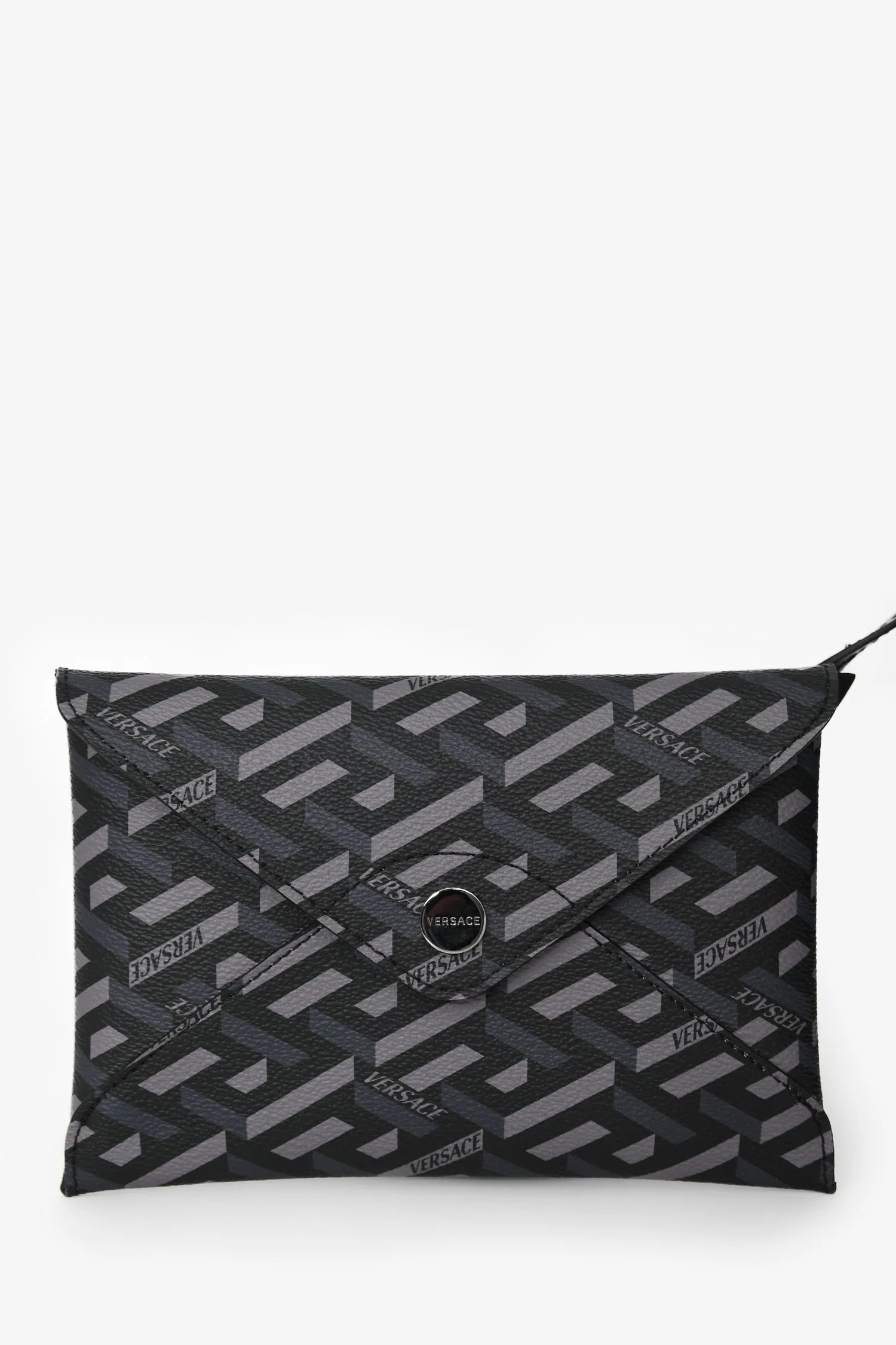 Versace Grey La Greca Canvas Smiley Medusa Tote Bag with Pouch - Image 8