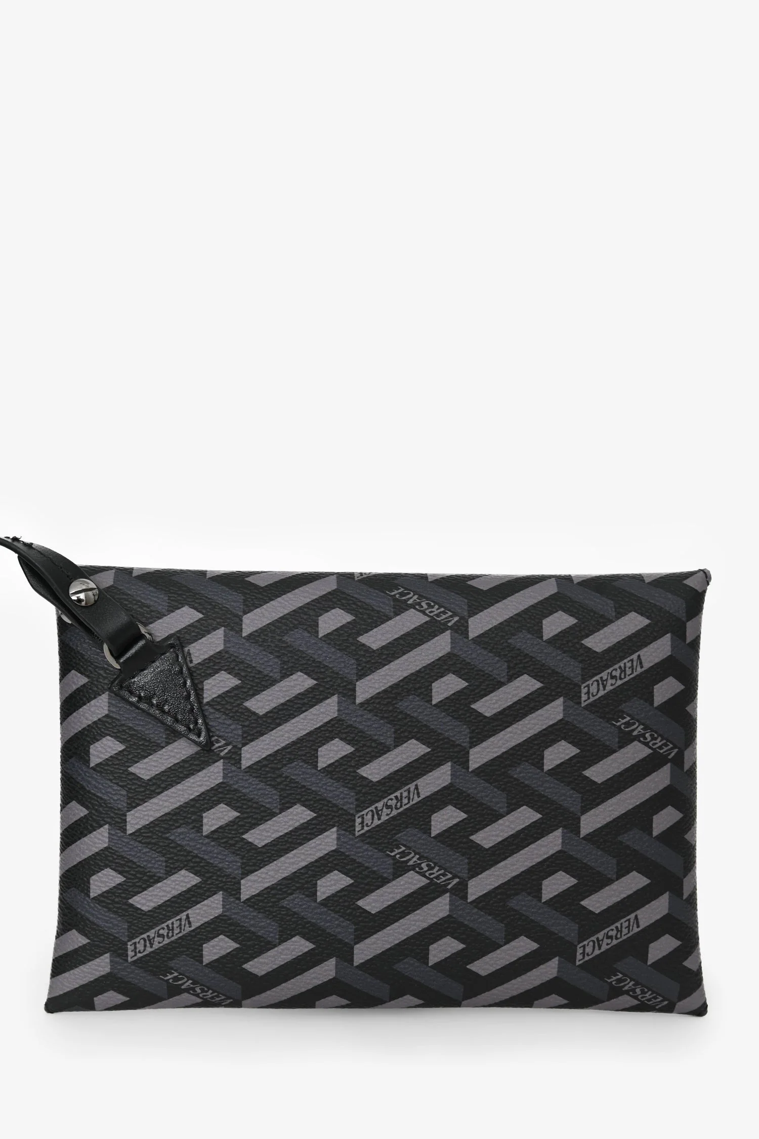 Versace Grey La Greca Canvas Smiley Medusa Tote Bag with Pouch - Image 9