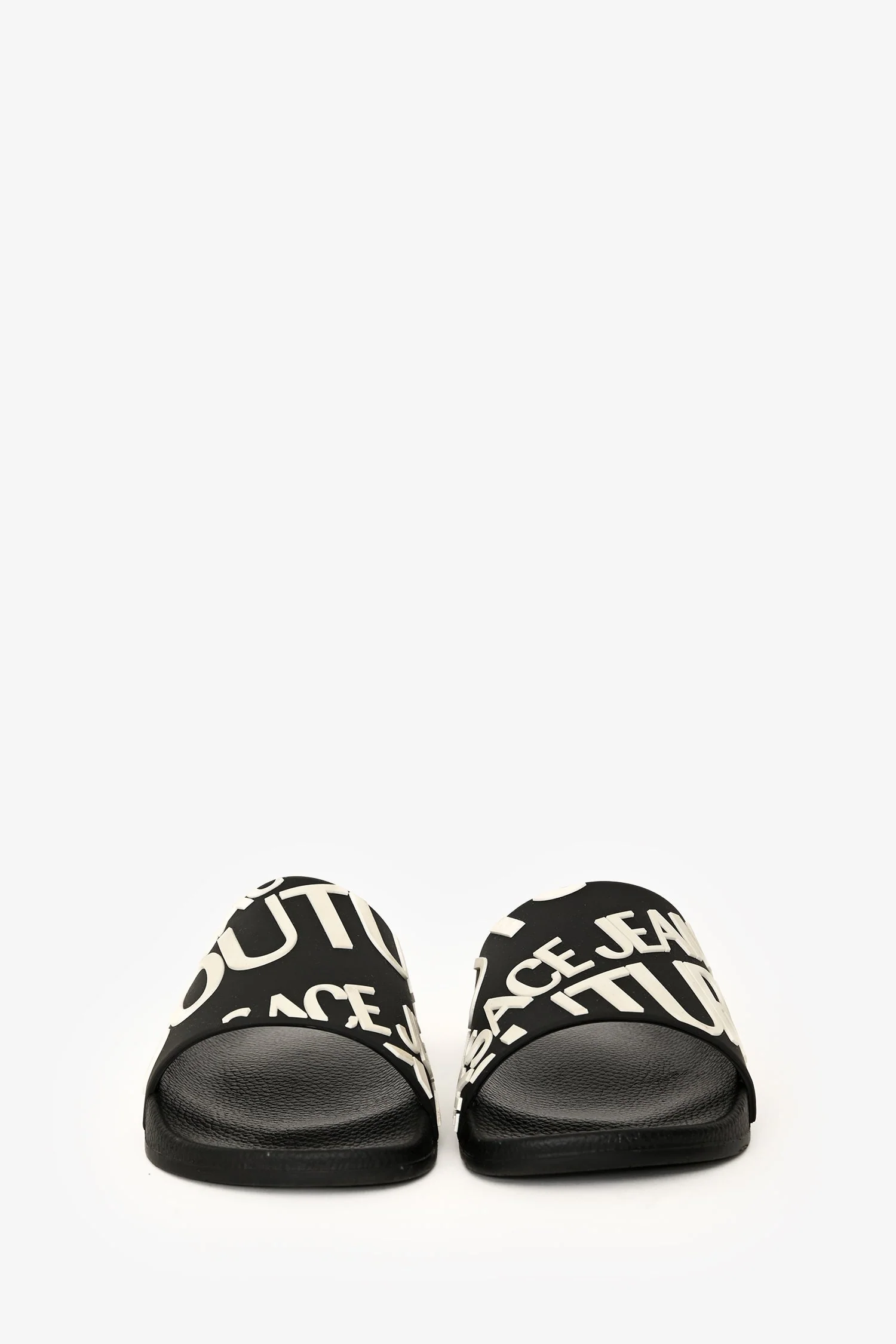 Versace Jeans Couture Black Rubber Logo Slides Size 37 - Image 3