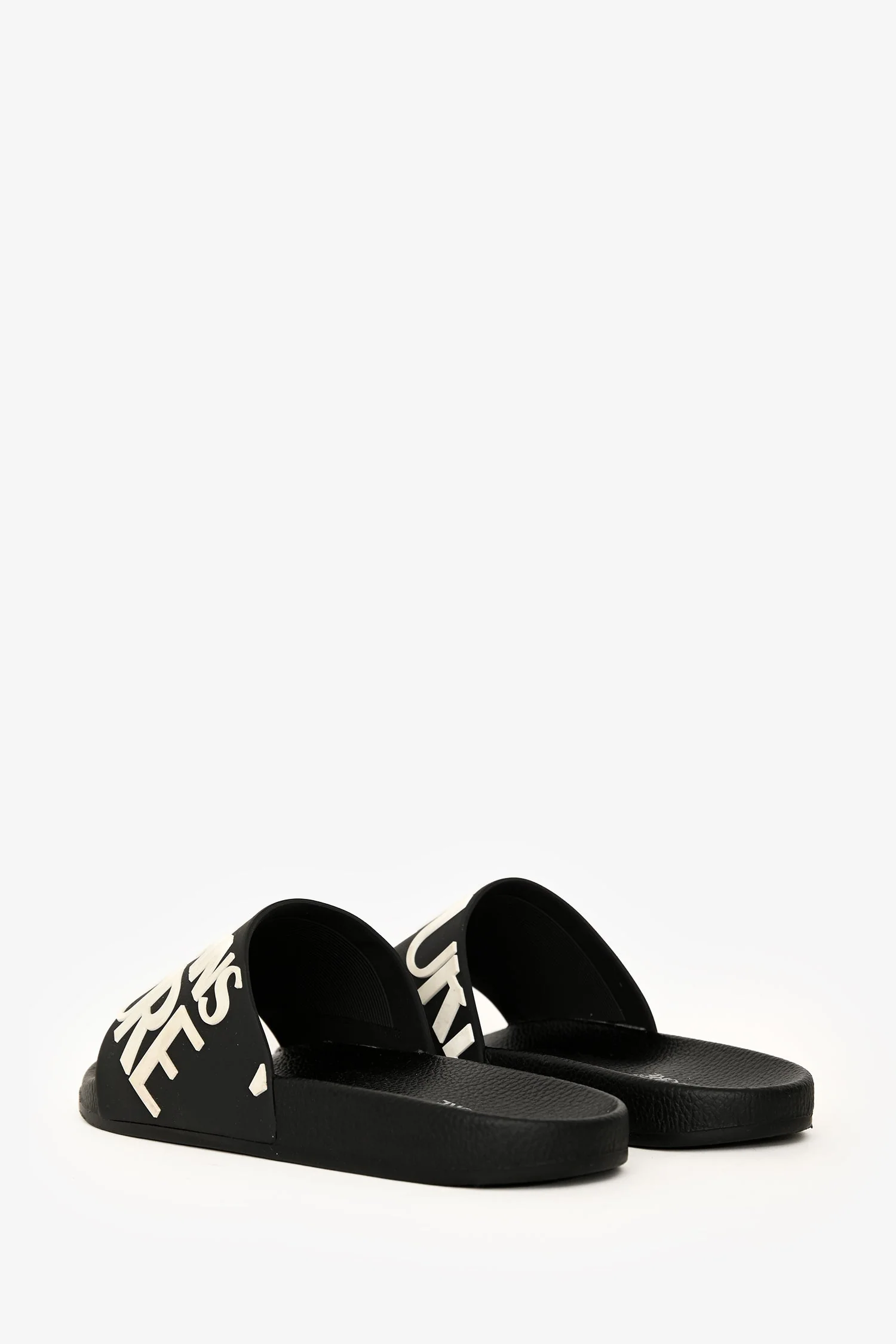 Versace Jeans Couture Black Rubber Logo Slides Size 37 - Image 4