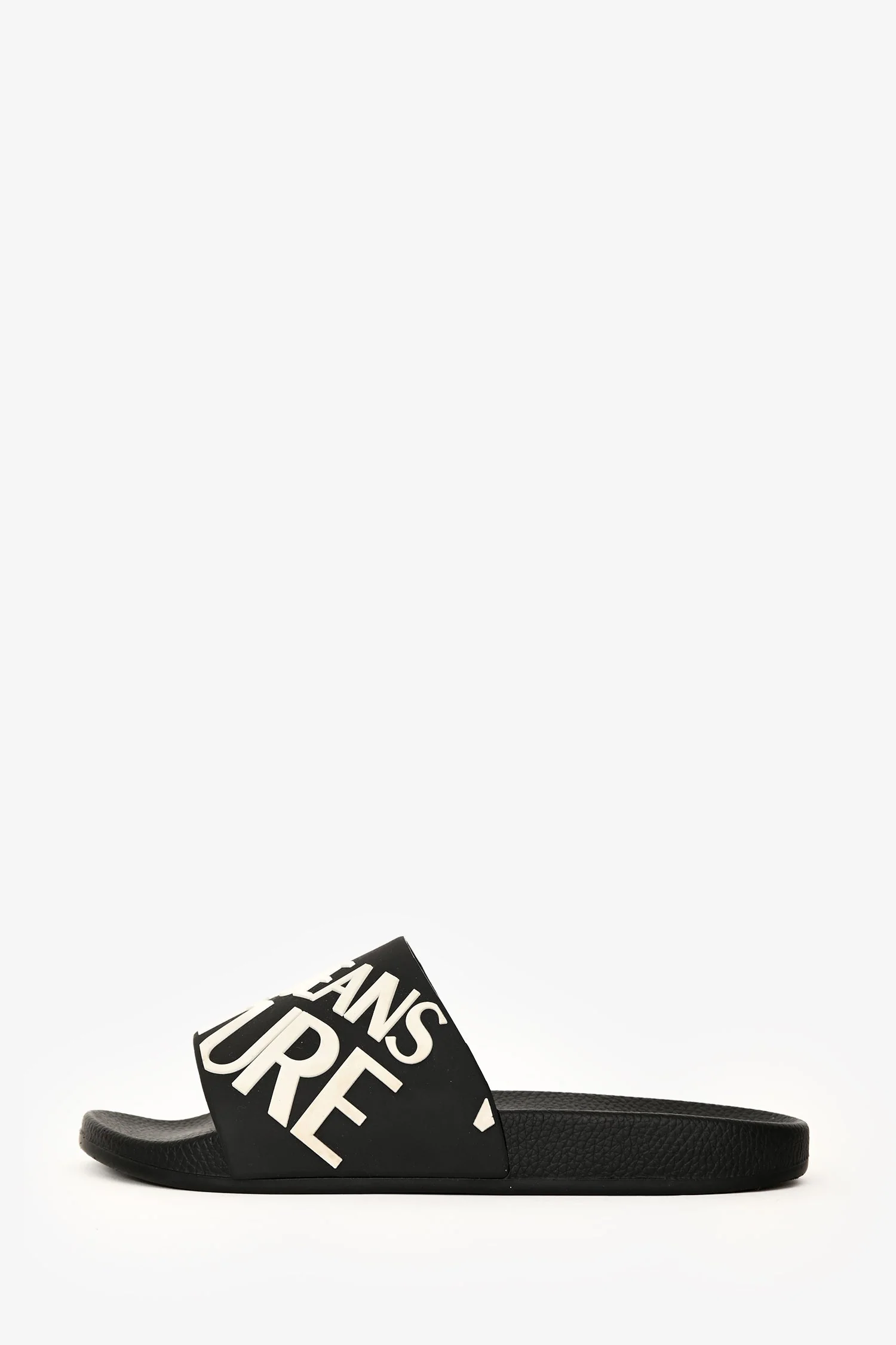 Versace Jeans Couture Black Rubber Logo Slides Size 37 - Image 5