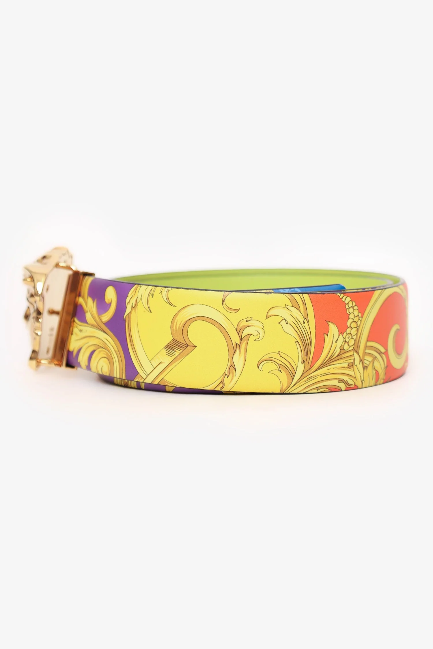 Versace Multicolour Leather Baroque Print Medusa Buckle Reversible Belt - Image 2
