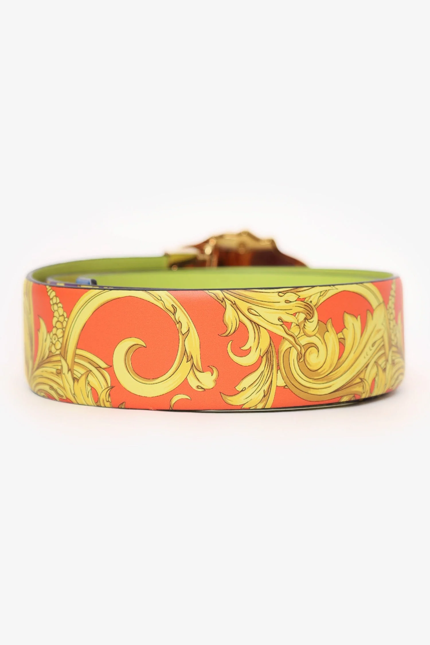 Versace Multicolour Leather Baroque Print Medusa Buckle Reversible Belt - Image 3