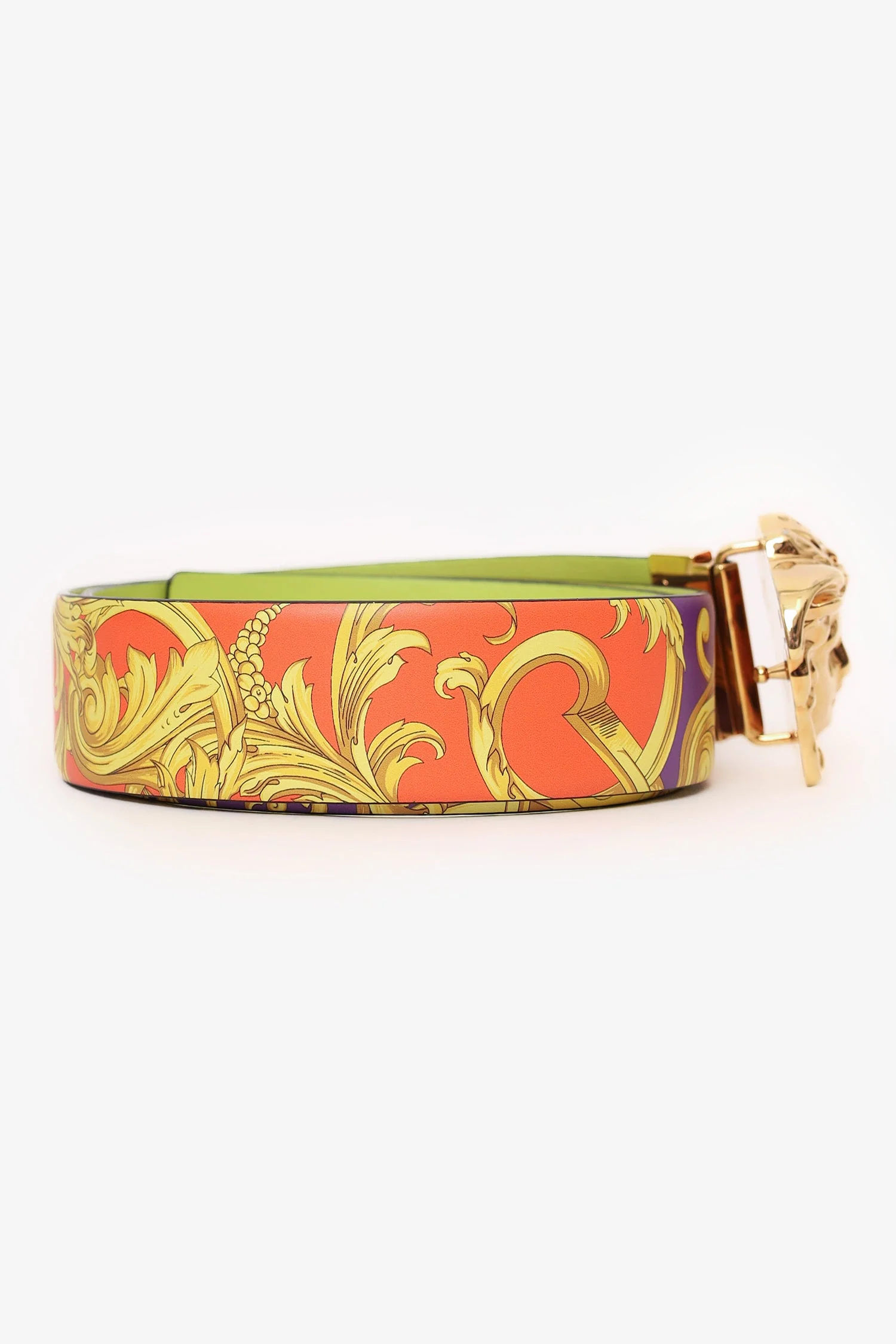 Versace Multicolour Leather Baroque Print Medusa Buckle Reversible Belt - Image 4