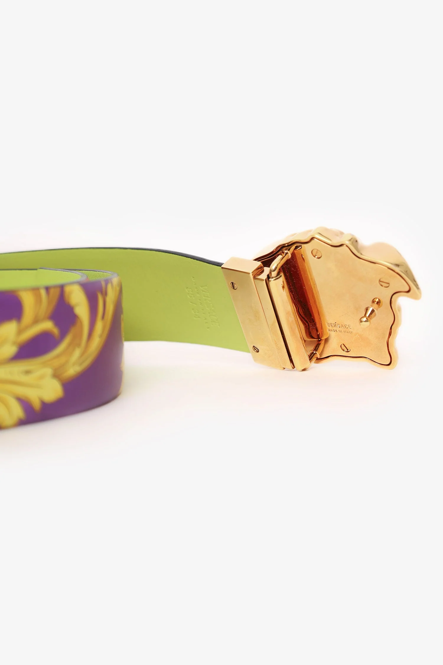 Versace Multicolour Leather Baroque Print Medusa Buckle Reversible Belt - Image 5