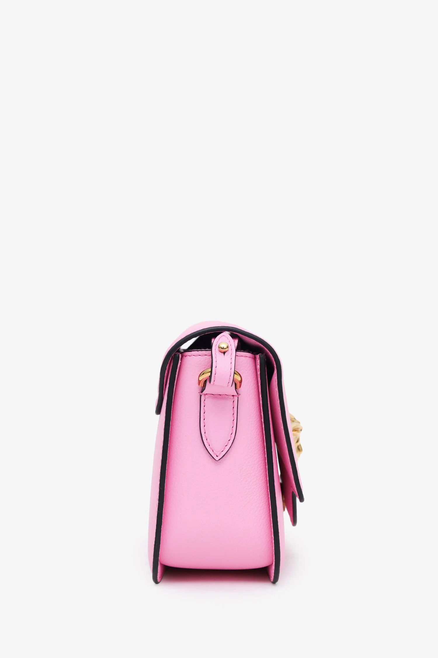 Versace Pink Grained Calfskin La Medusa Shoulder Bag - Image 3