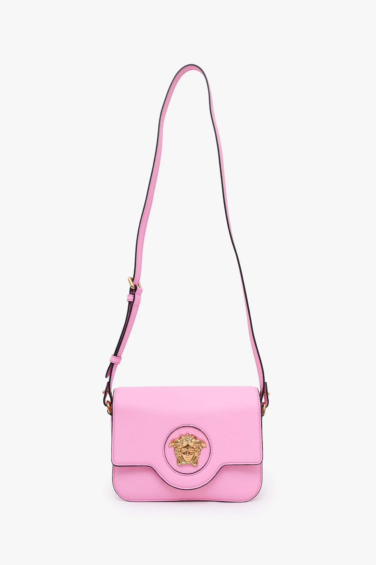 Versace Pink Grained Calfskin La Medusa Shoulder Bag - Image 6