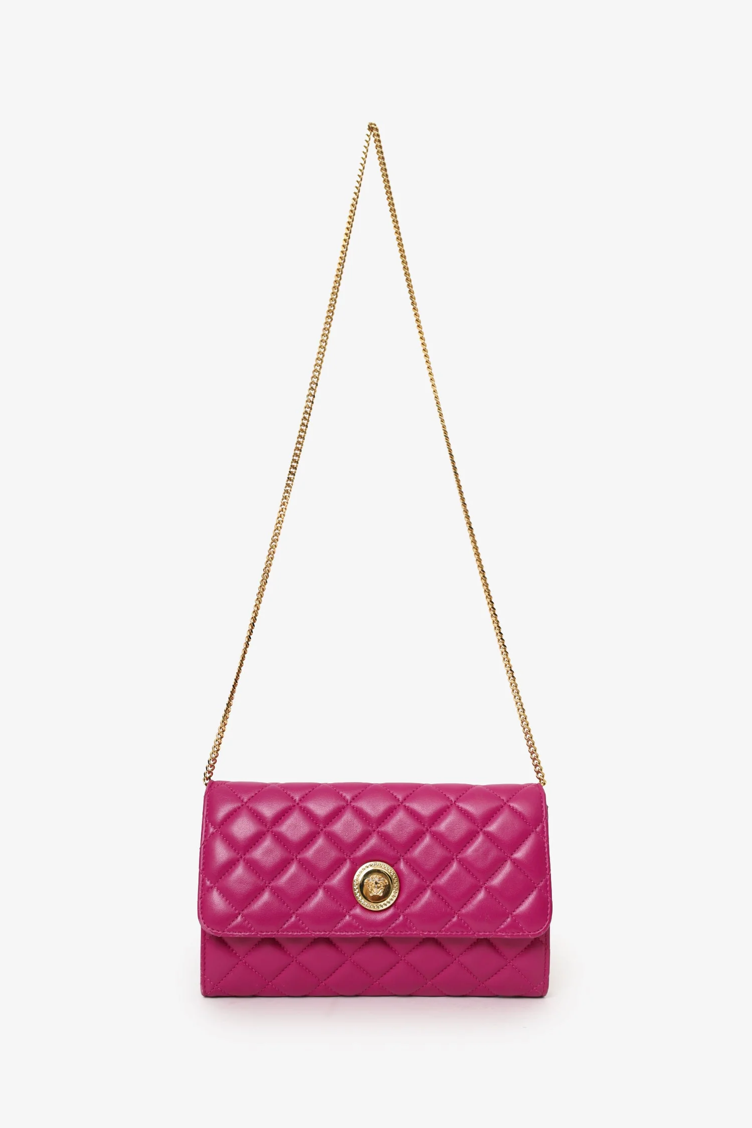 Versace Pink Leather Medusa Wallet On Chain - Image 6