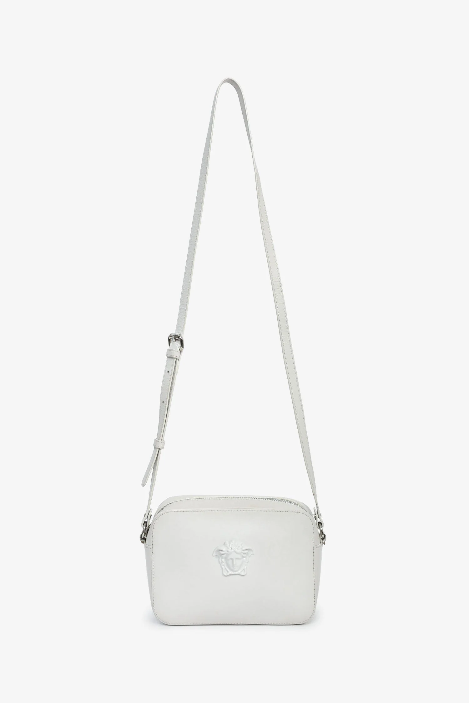 Versace White Leather Medusa Camera Crossbody Bag - Image 7