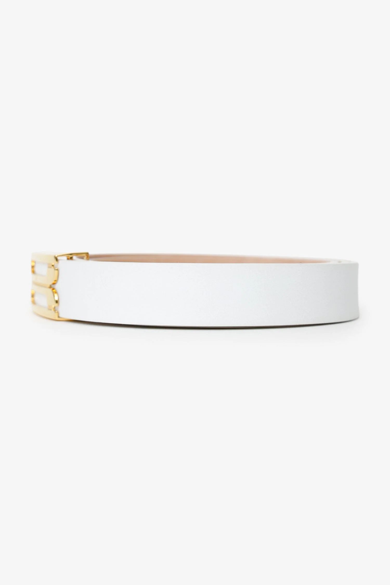 Victoria Beckham White Leather Logo Buckle Belt Size L - Image 4