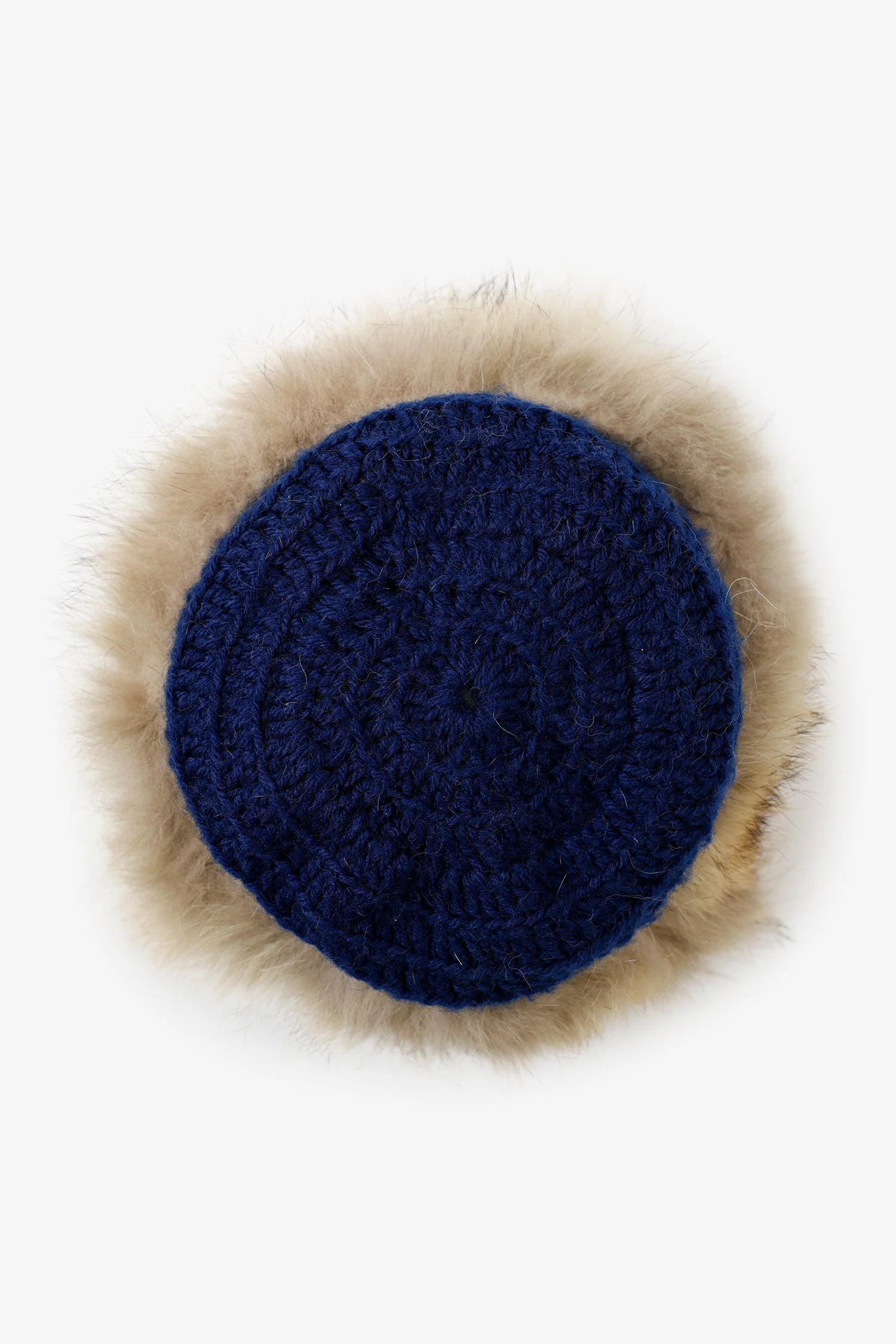 Vintage Coyote Fur & Blue Knitted Hat Cap Women - Image 3
