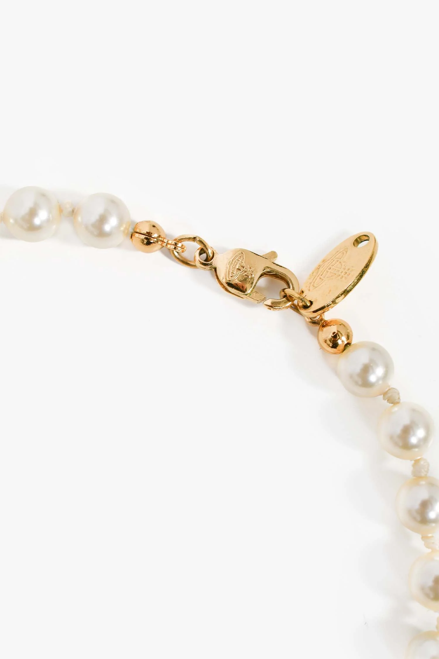 Vivianne Westwood Gold Tone Faux Pearl Necklace - Image 3