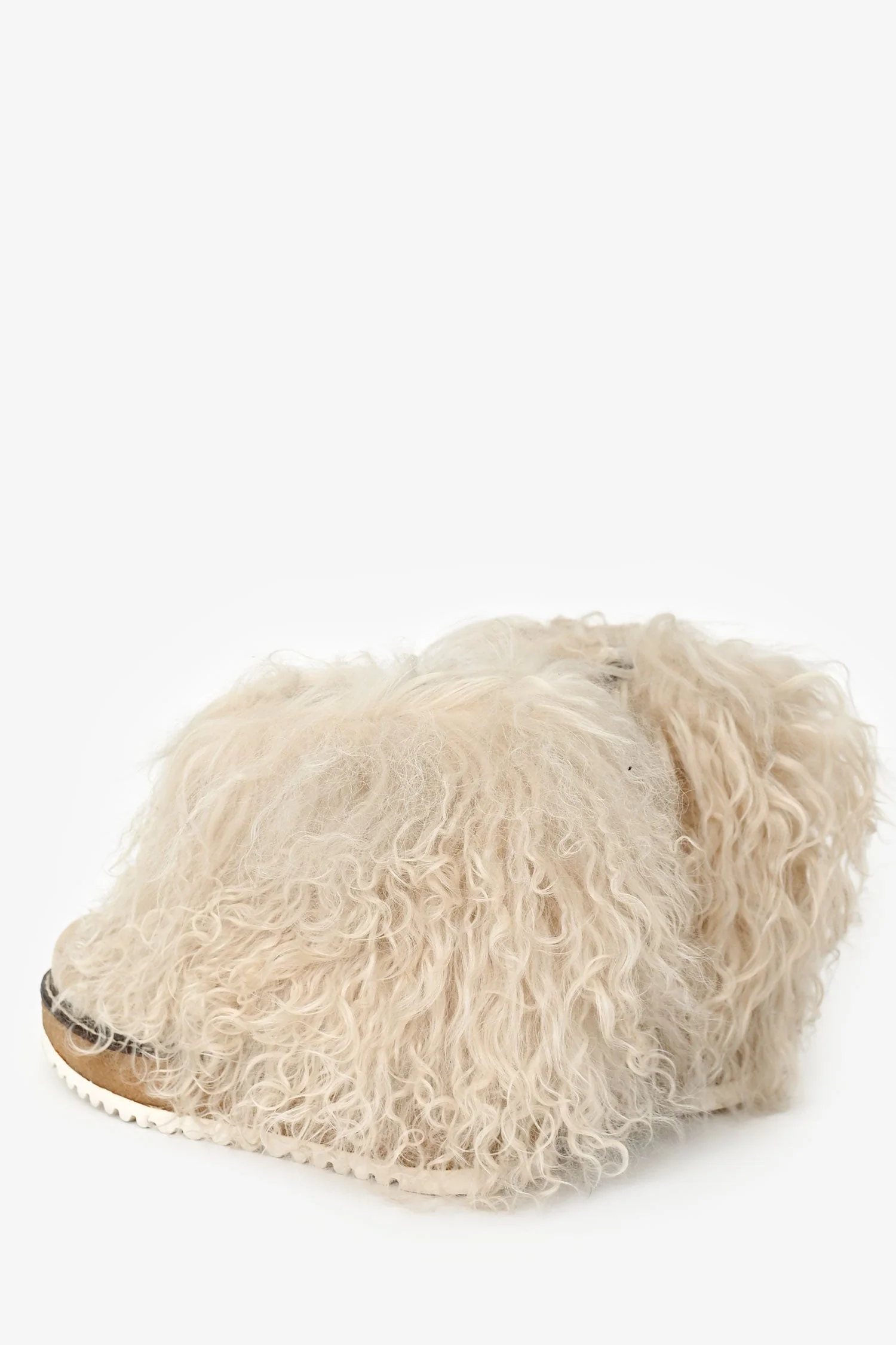 Weekend Max Mara Cream Mongolian Fur Ankle Boots Size 37 - Image 4