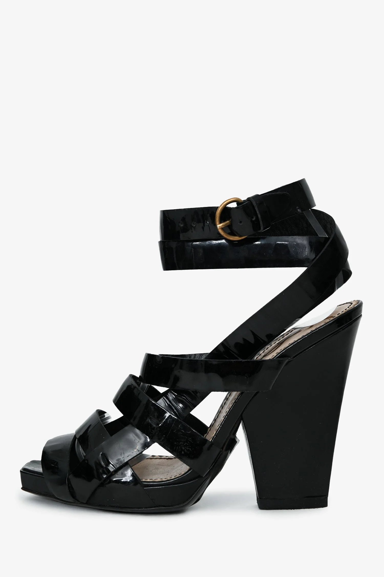 Yves Saint Laurent Black Patent Tribute Wrap Heels Size 39 - Image 4